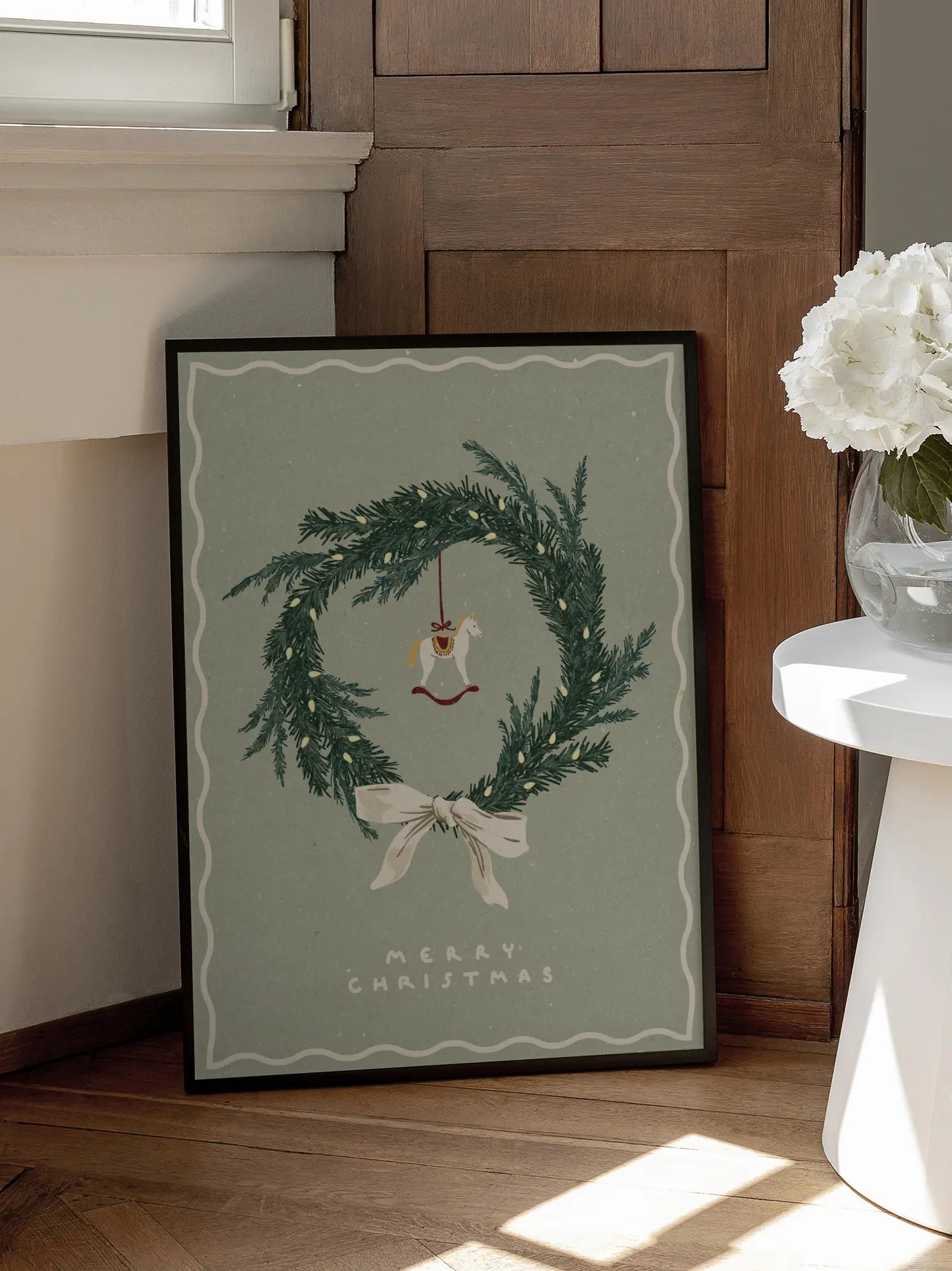 Christmas Wreath with Horse Poster