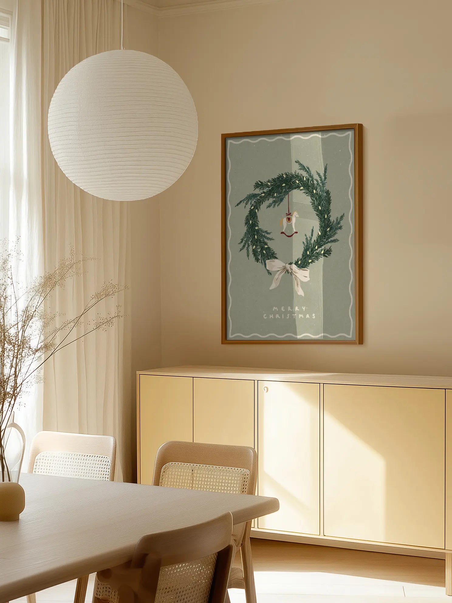 Christmas Wreath with Horse Poster