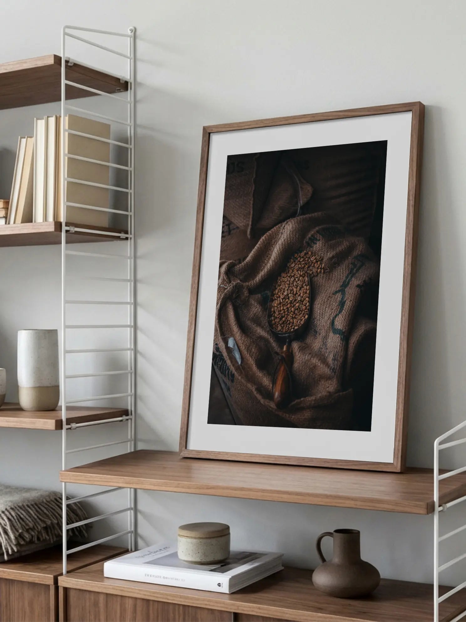 Coffee Beans Jutesack Texture Poster