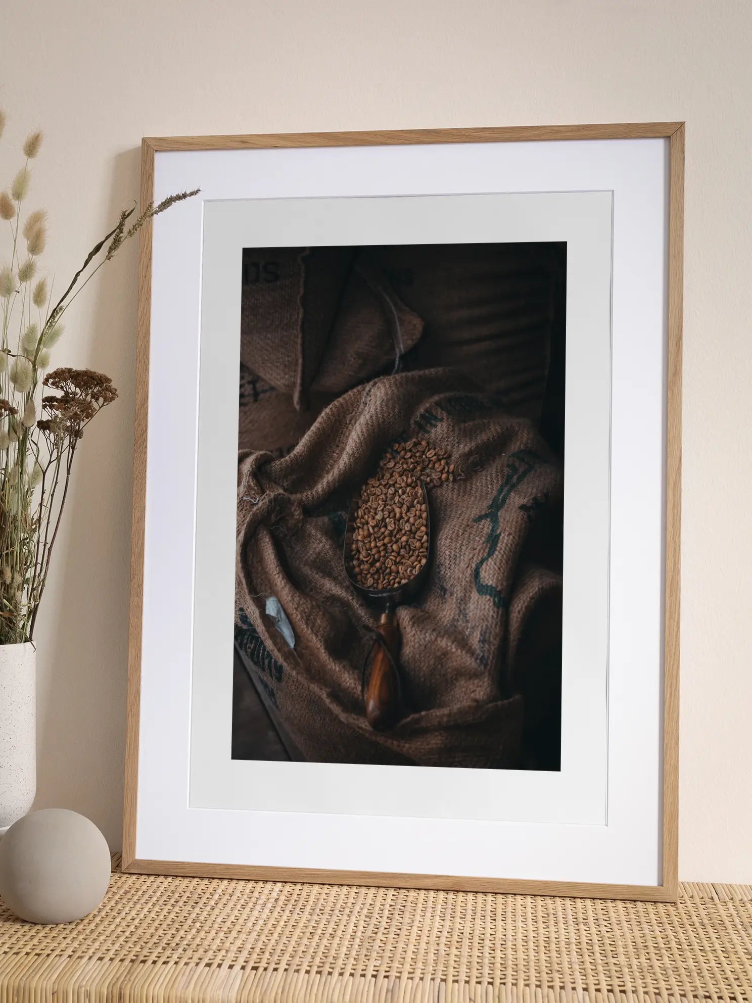 Coffee Beans Jutesack Texture Poster