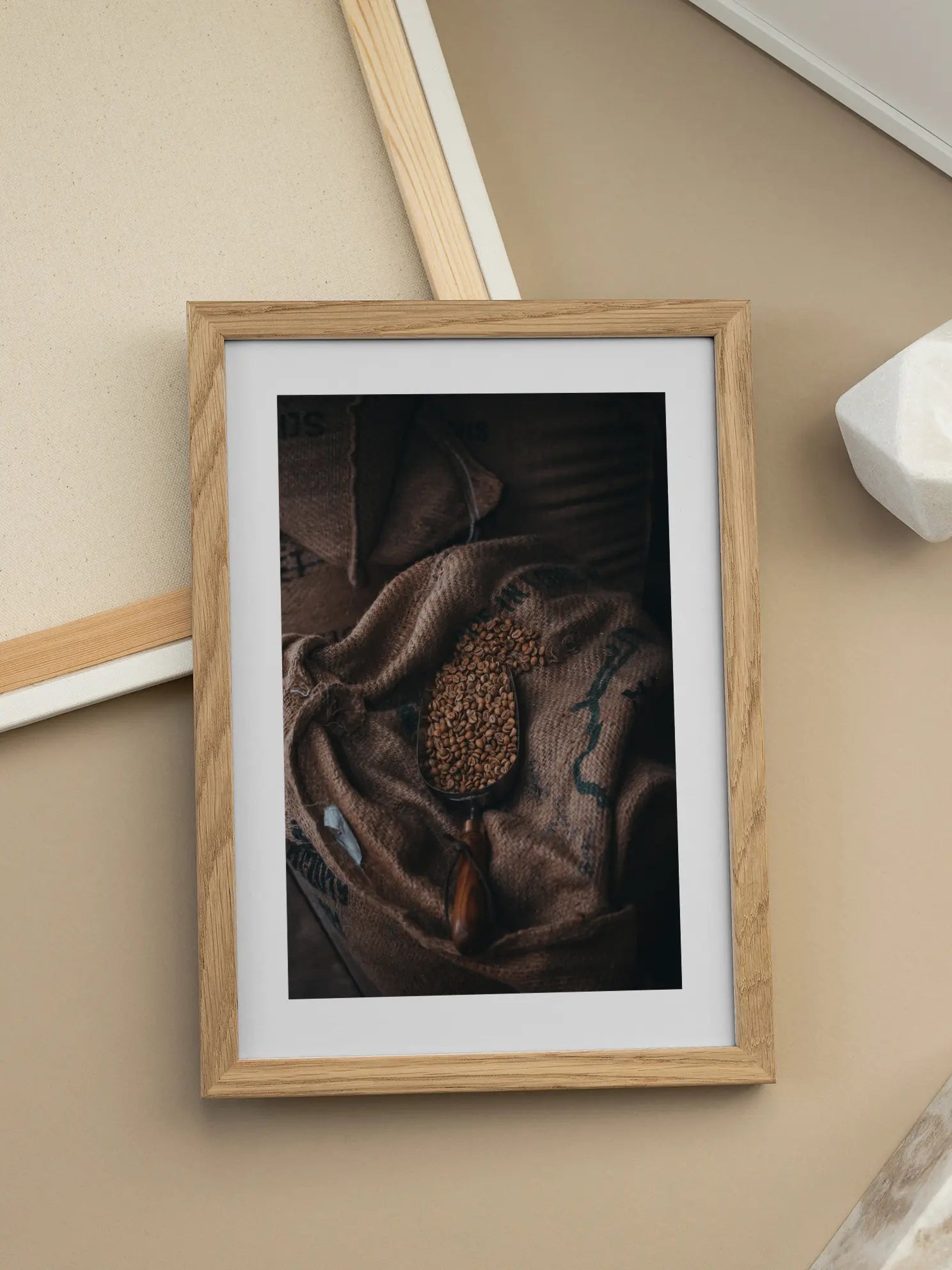 Coffee Beans Jutesack Texture Poster
