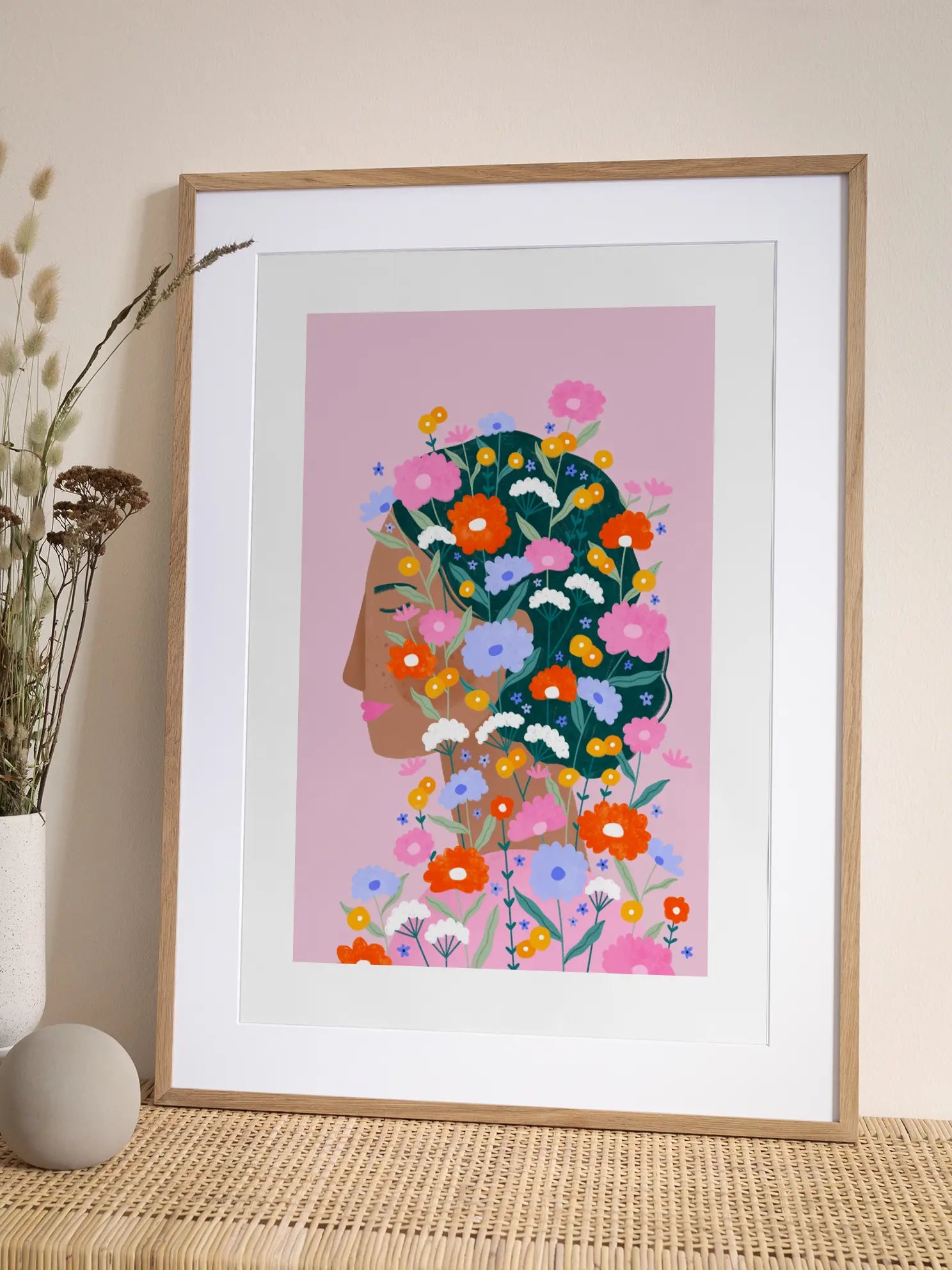 Colourful Flower Lady Poster