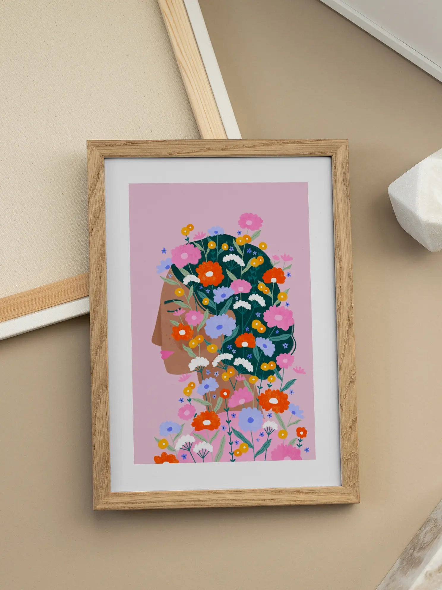 Colourful Flower Lady Poster