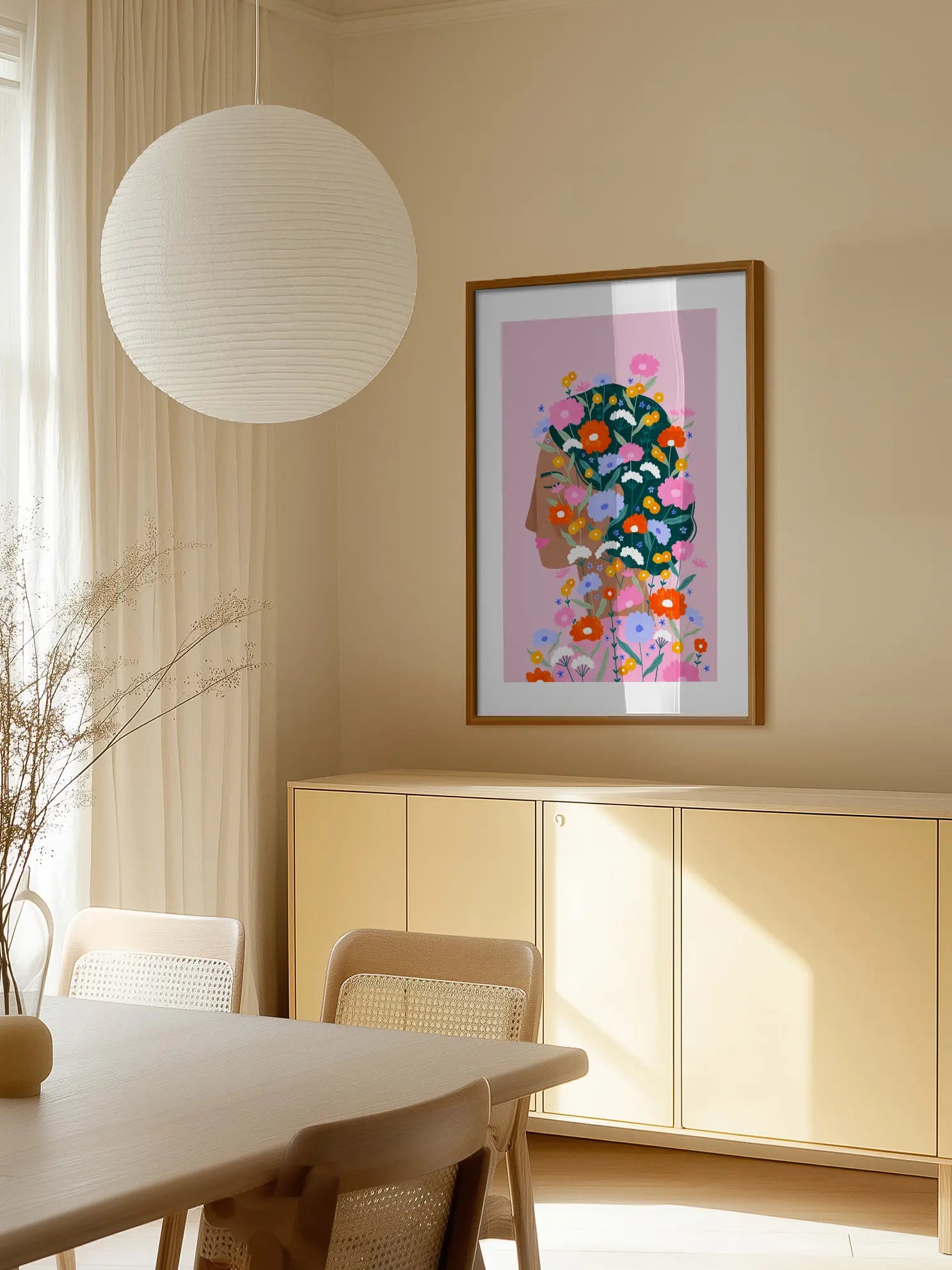 Colourful Flower Lady Poster