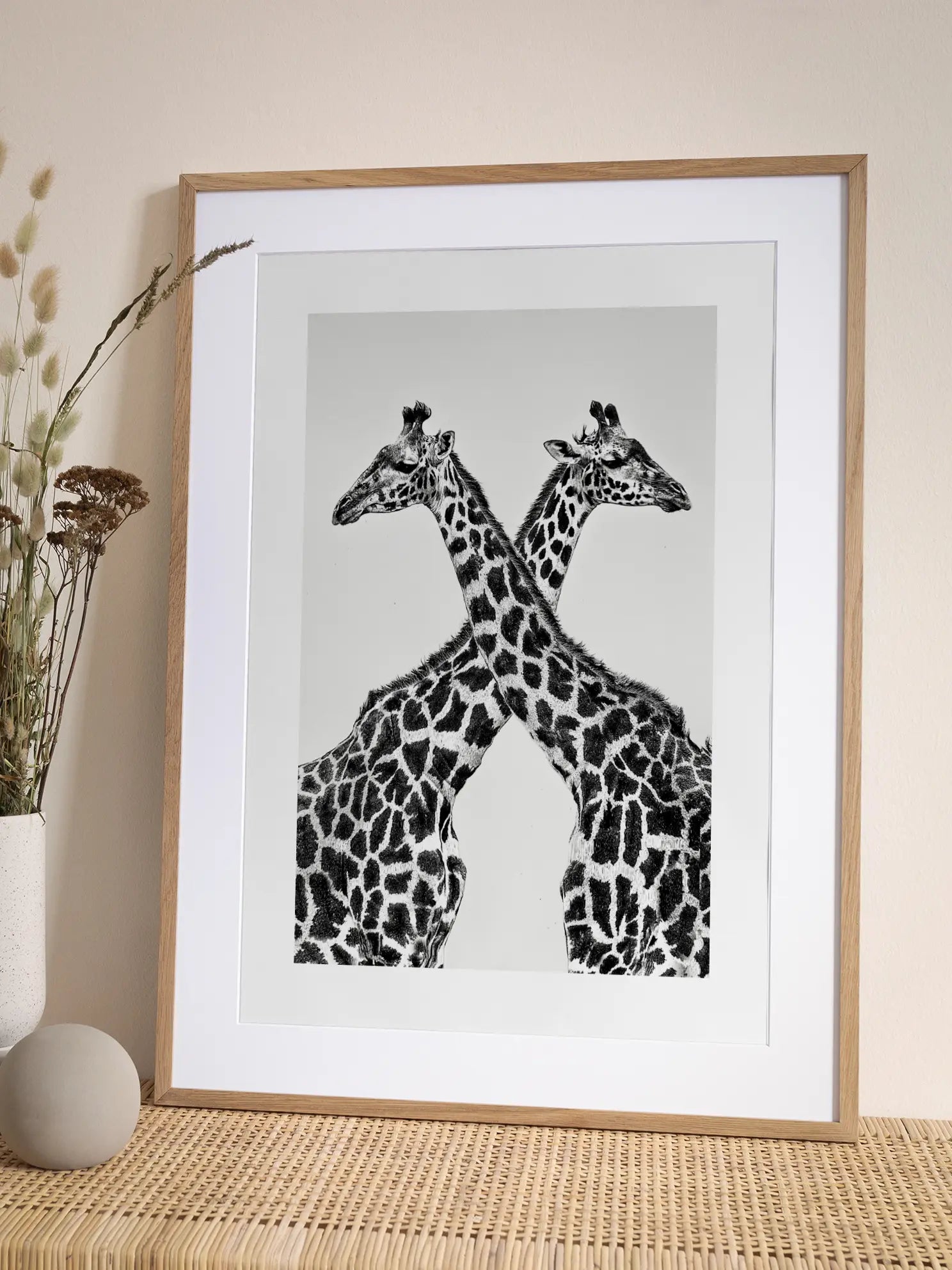 Crossing Giraffes Poster