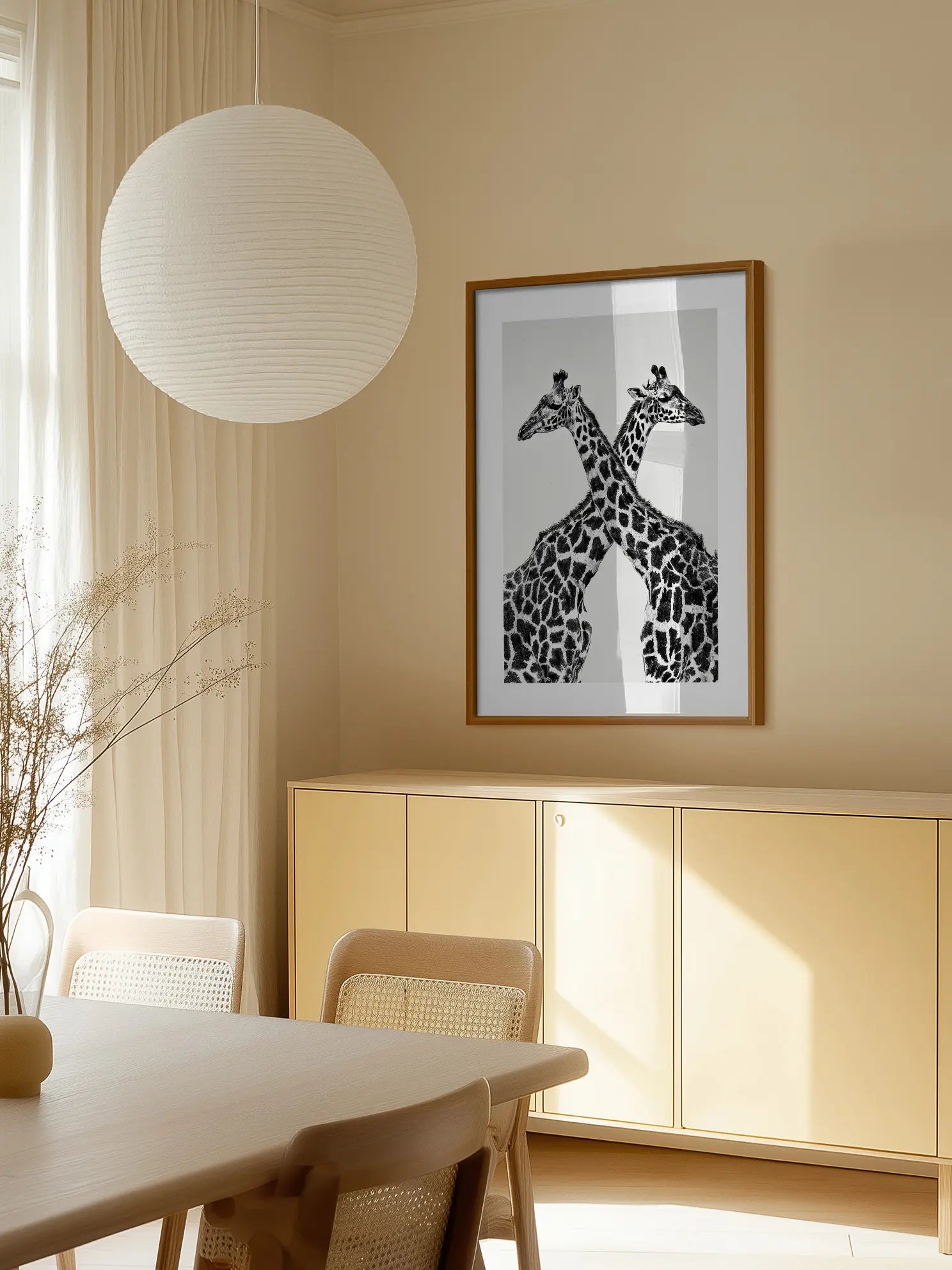 Crossing Giraffes Poster