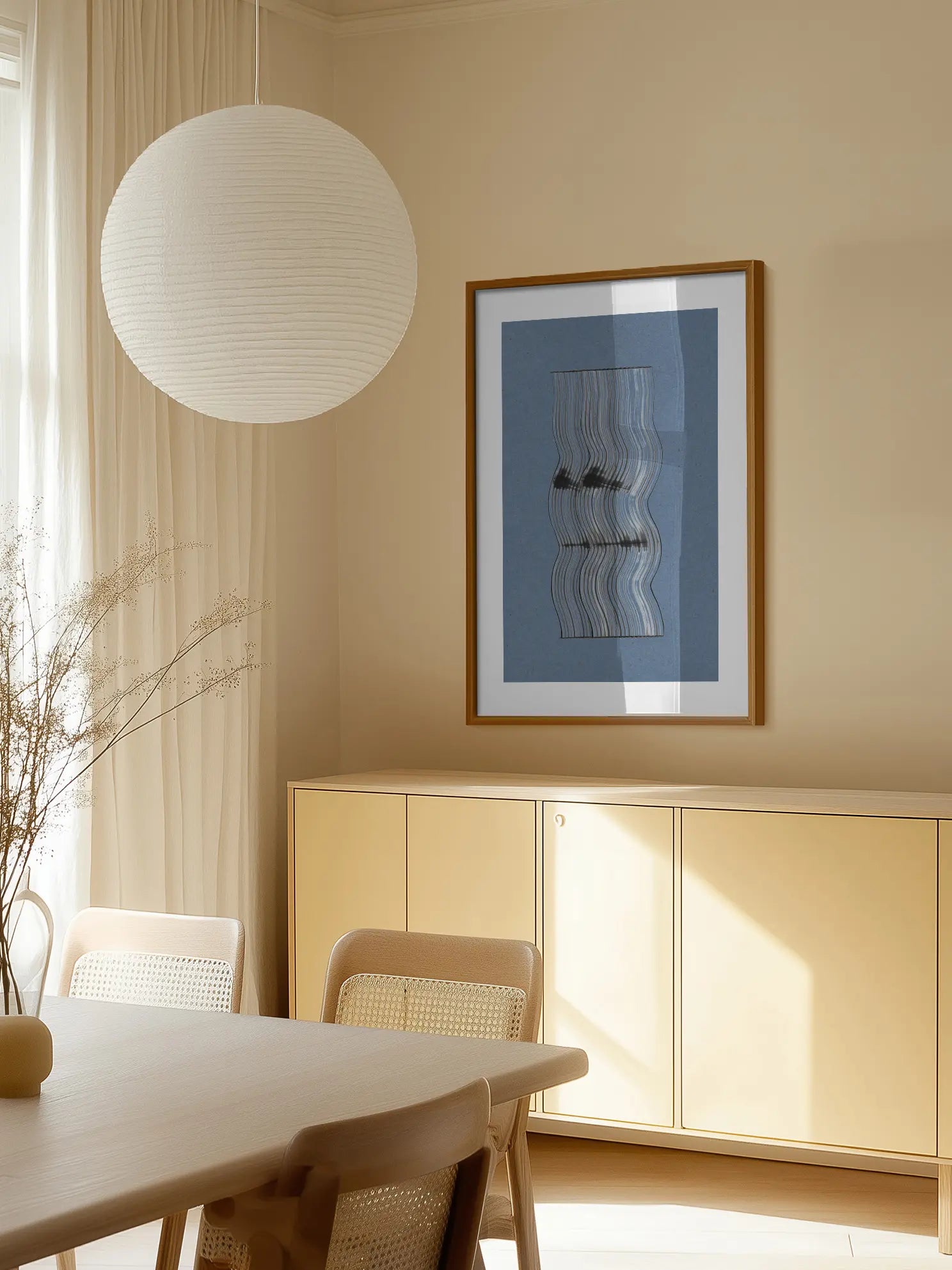 Curved Striped Vessel Poster