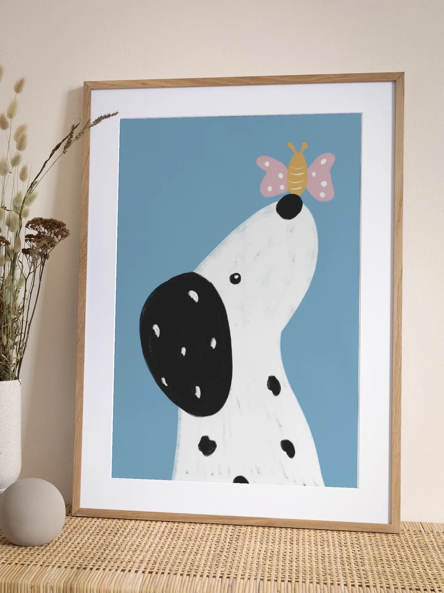 Dog and Butterfly Poster