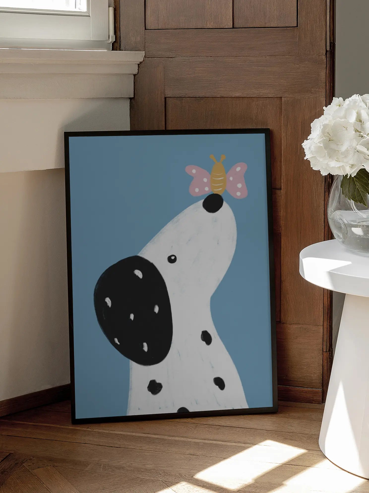 Dog and Butterfly Poster