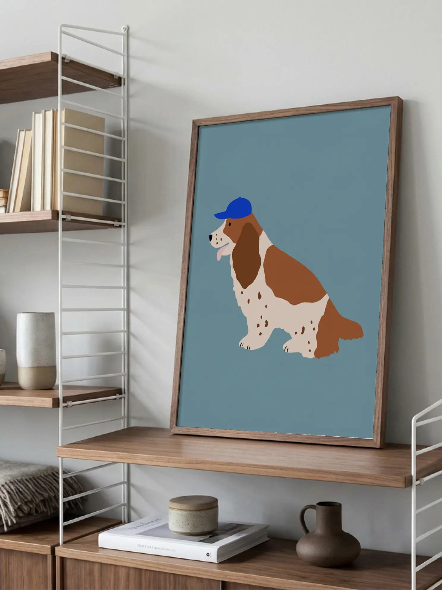 Dog in Blue Cap Poster