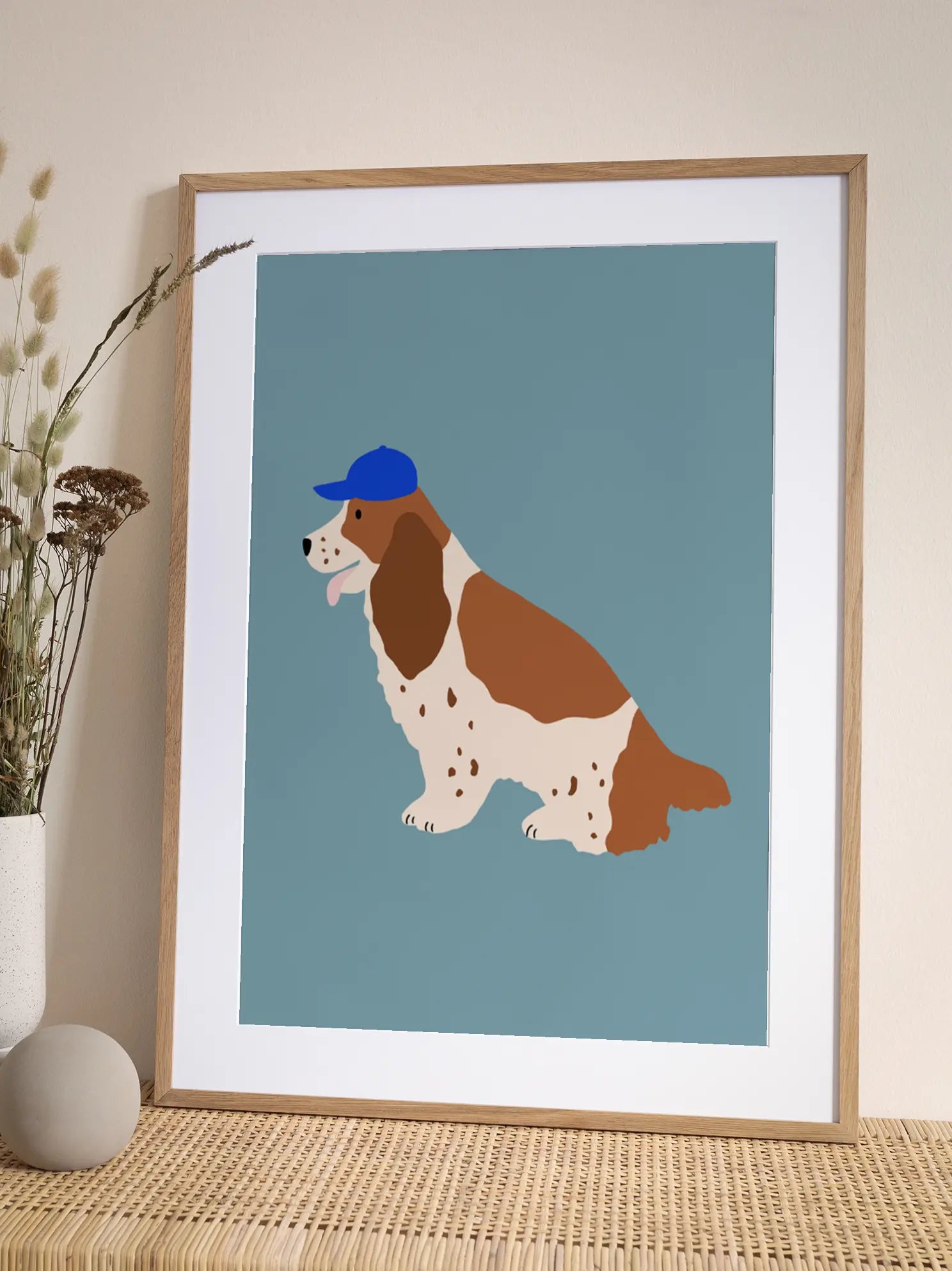 Dog in Blue Cap Poster