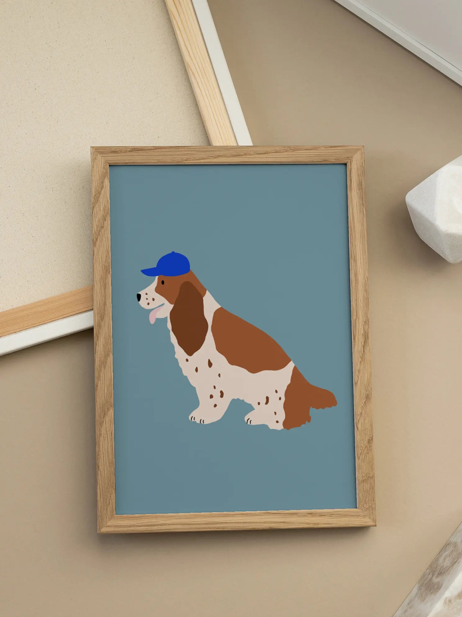 Dog in Blue Cap Poster