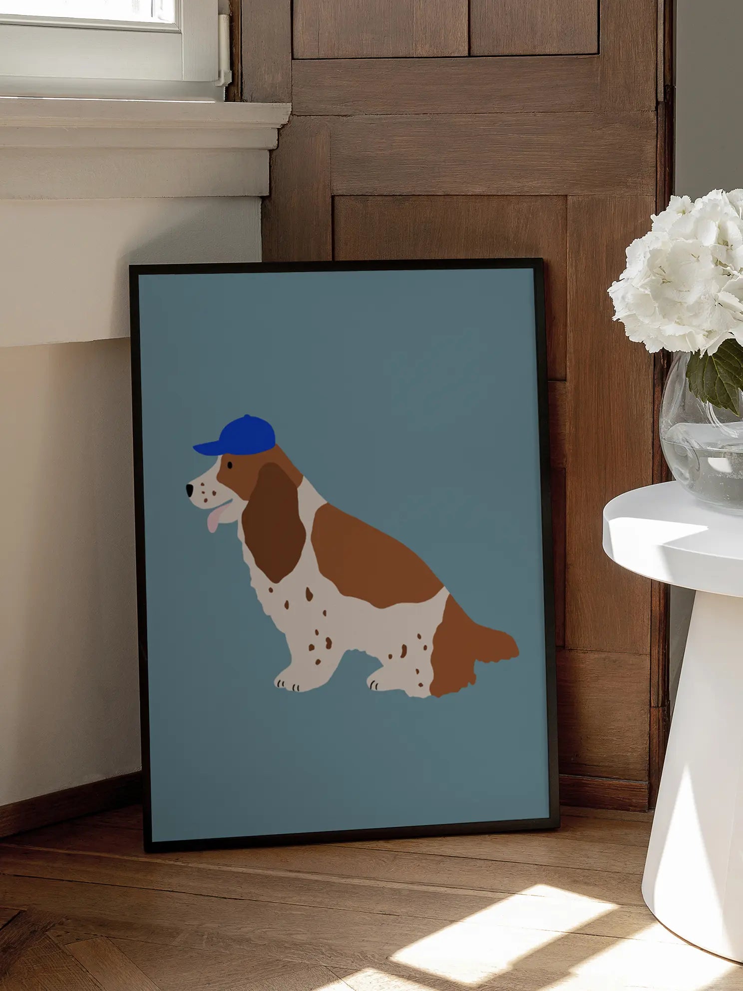 Dog in Blue Cap Poster