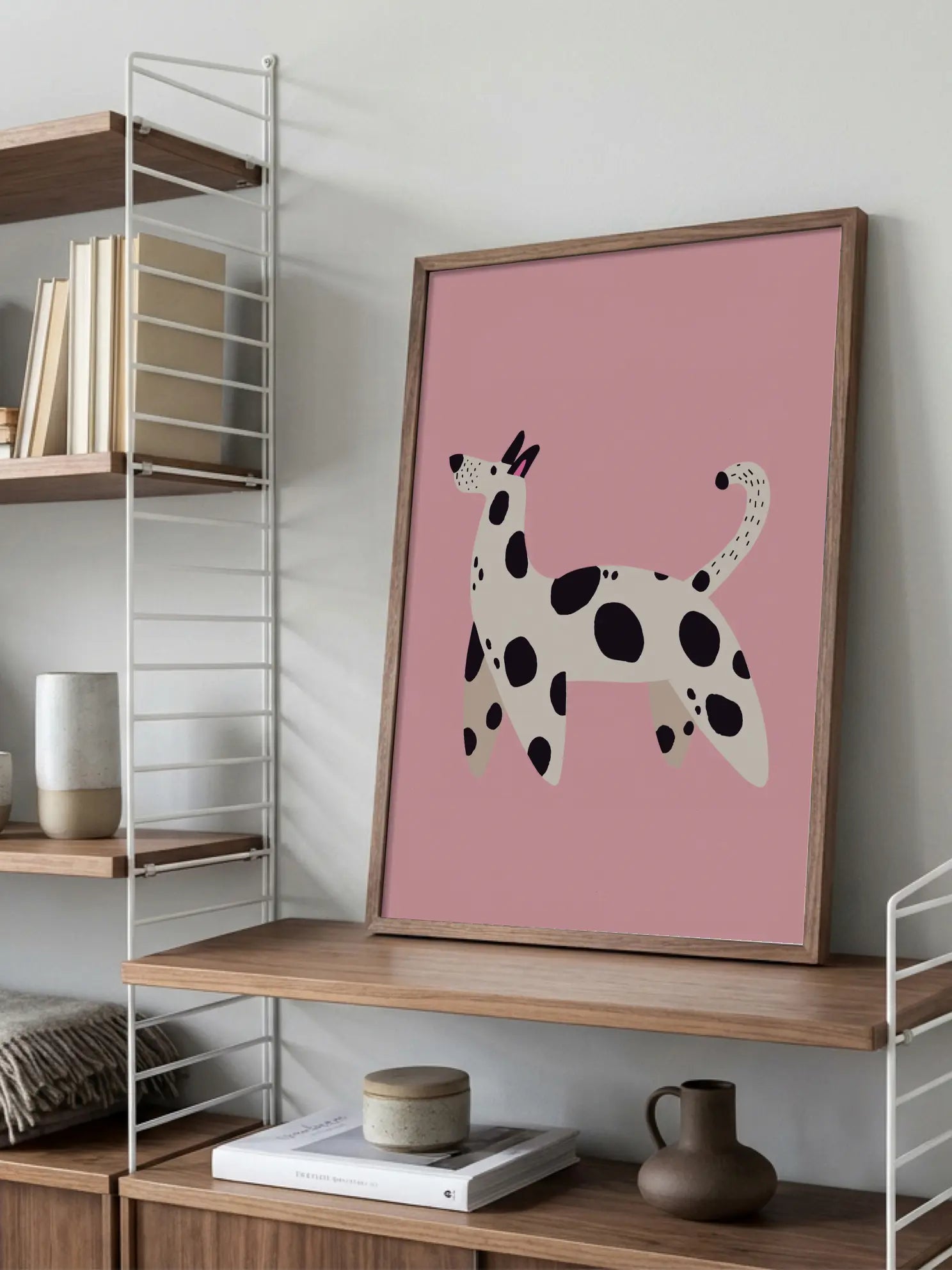 Dog on Pink Poster