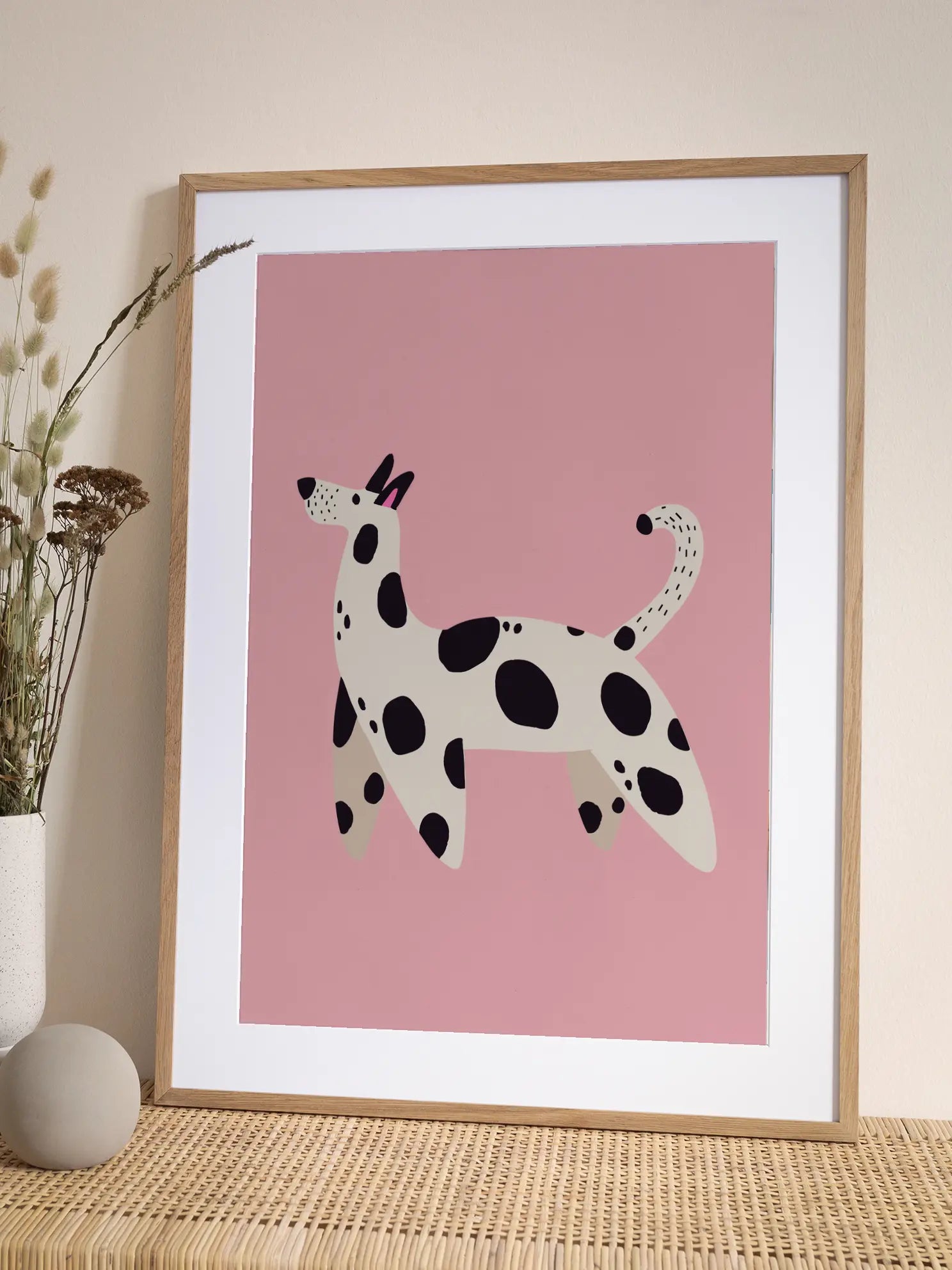 Dog on Pink Poster