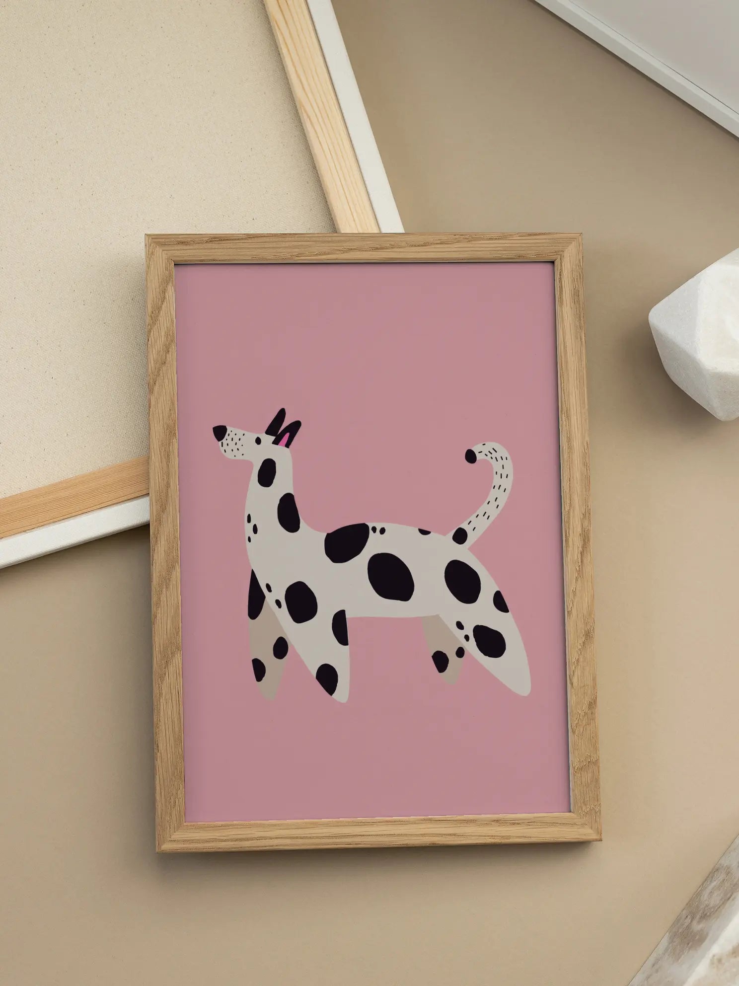 Dog on Pink Poster