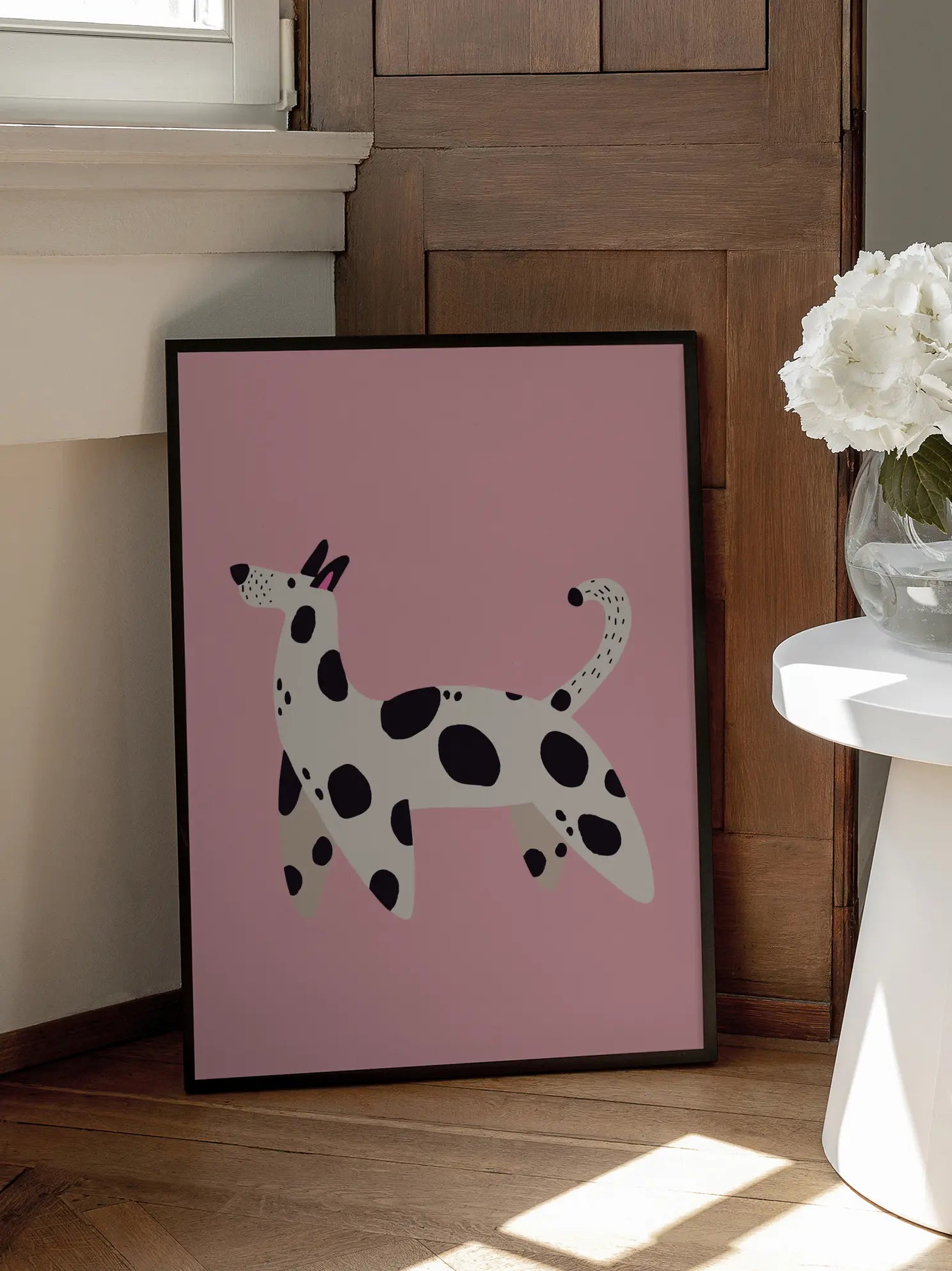 Dog on Pink Poster