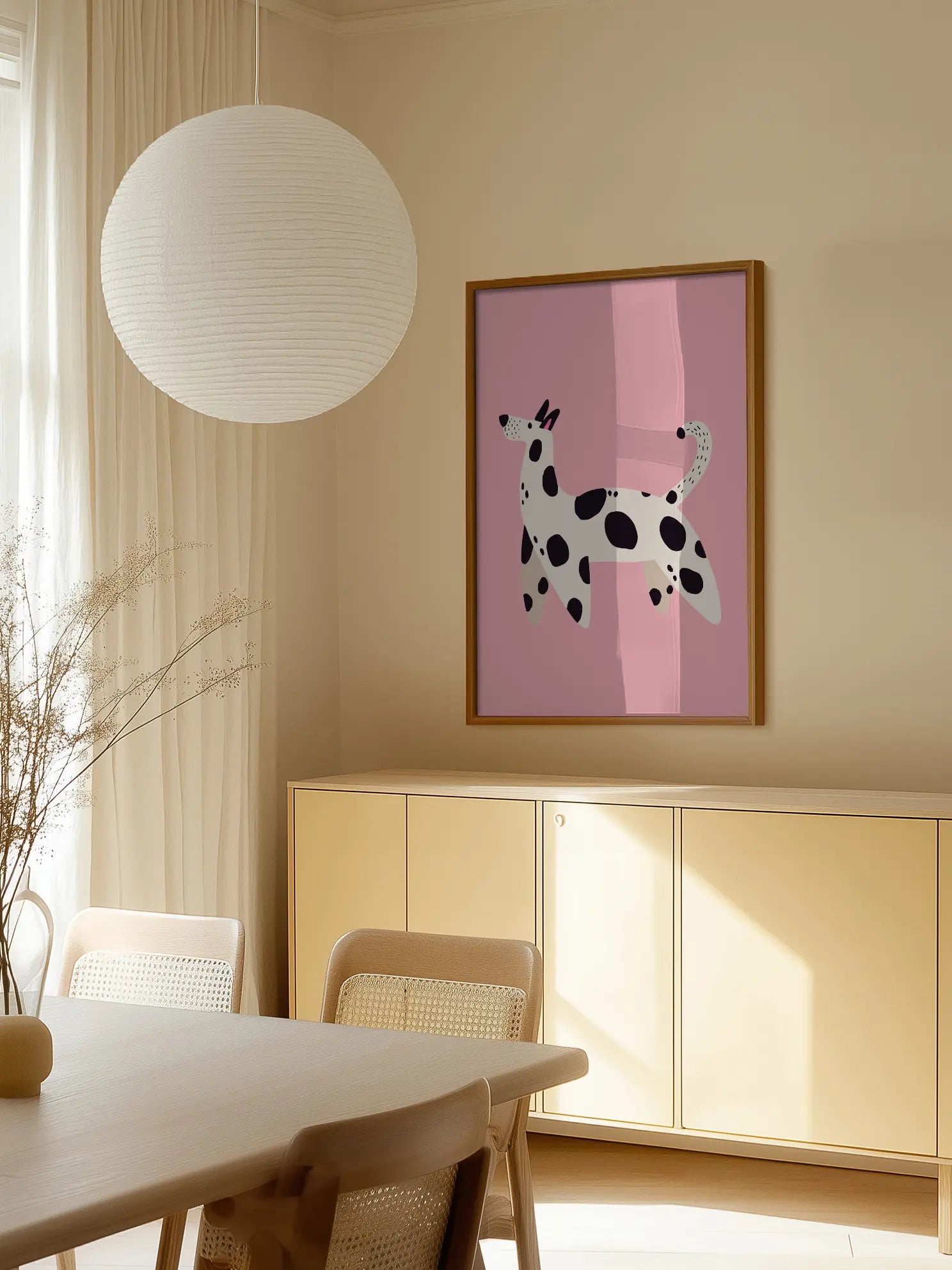 Dog on Pink Poster