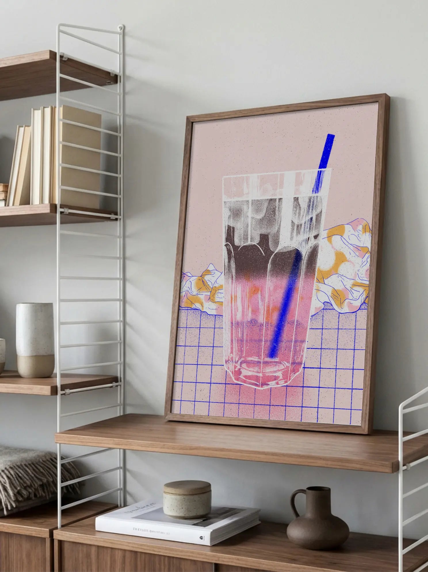 Drink with Blue Straw Poster