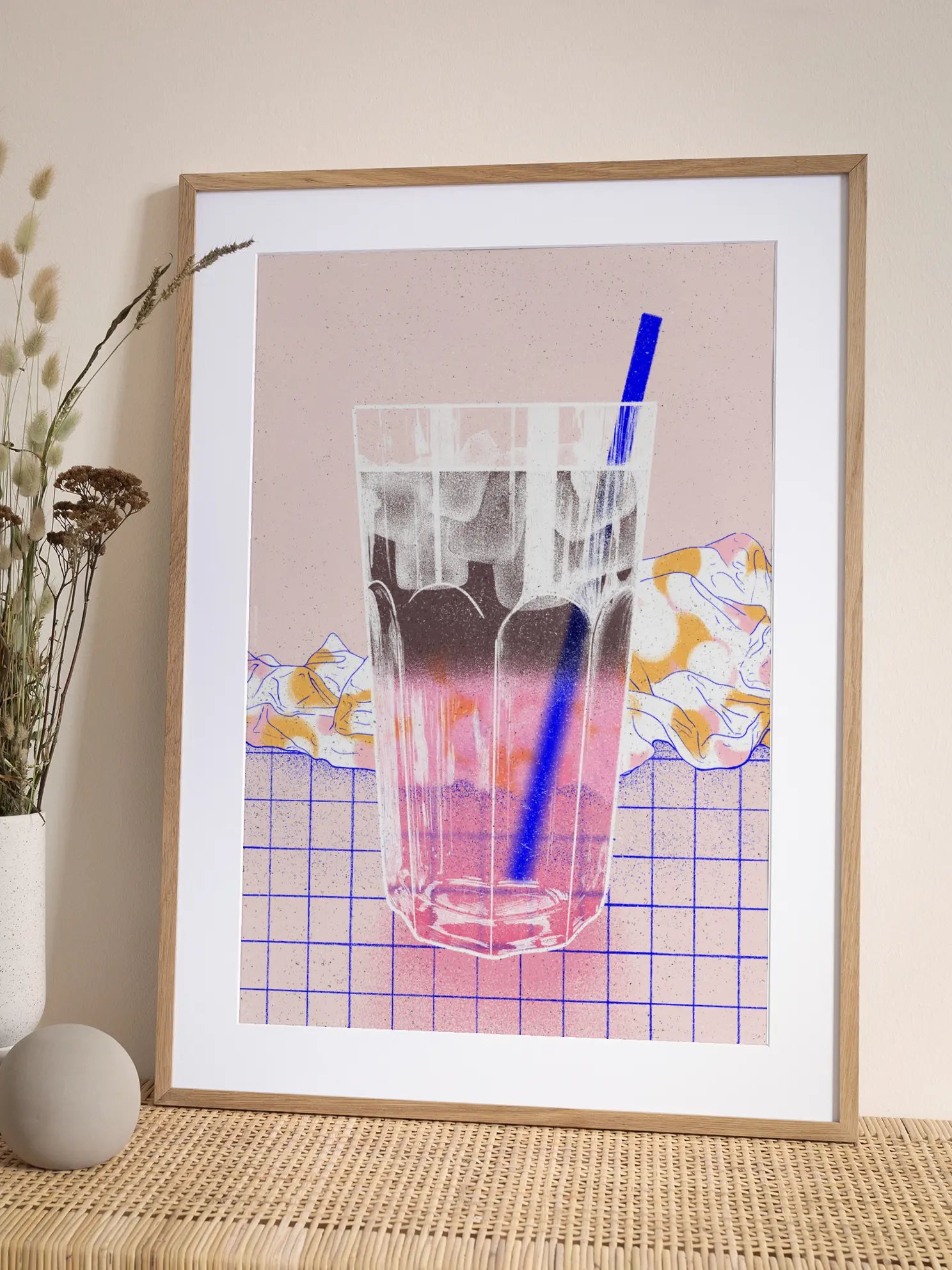 Drink with Blue Straw Poster