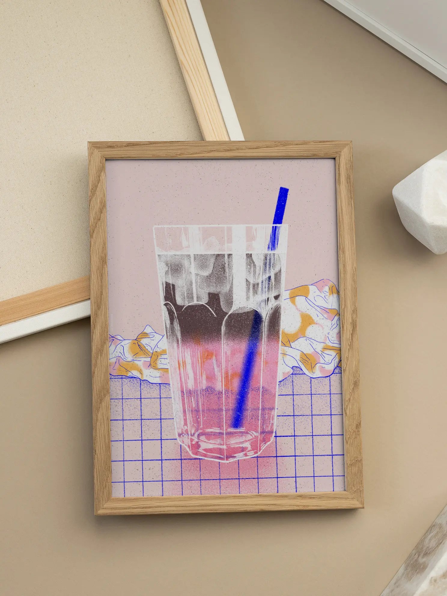 Drink with Blue Straw Poster