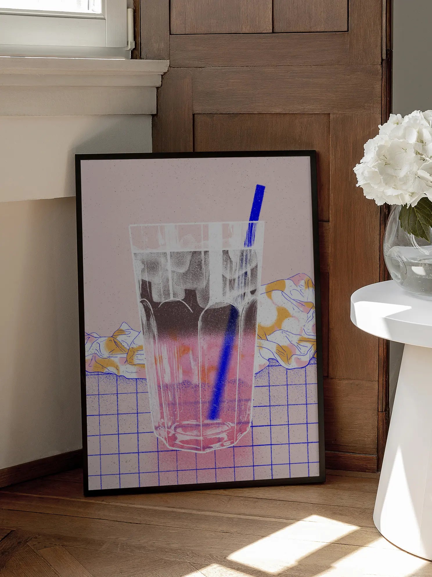 Drink with Blue Straw Poster
