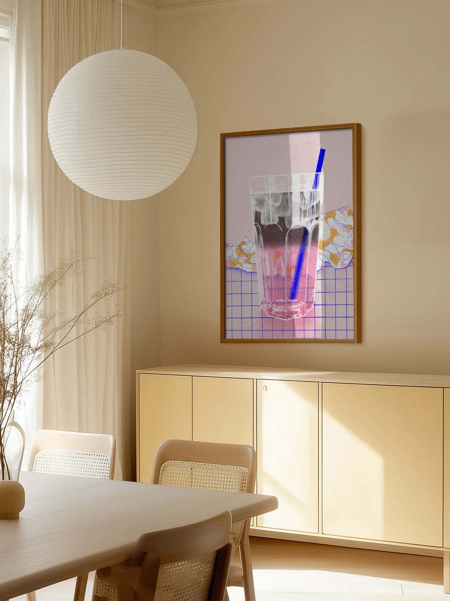 Drink with Blue Straw Poster