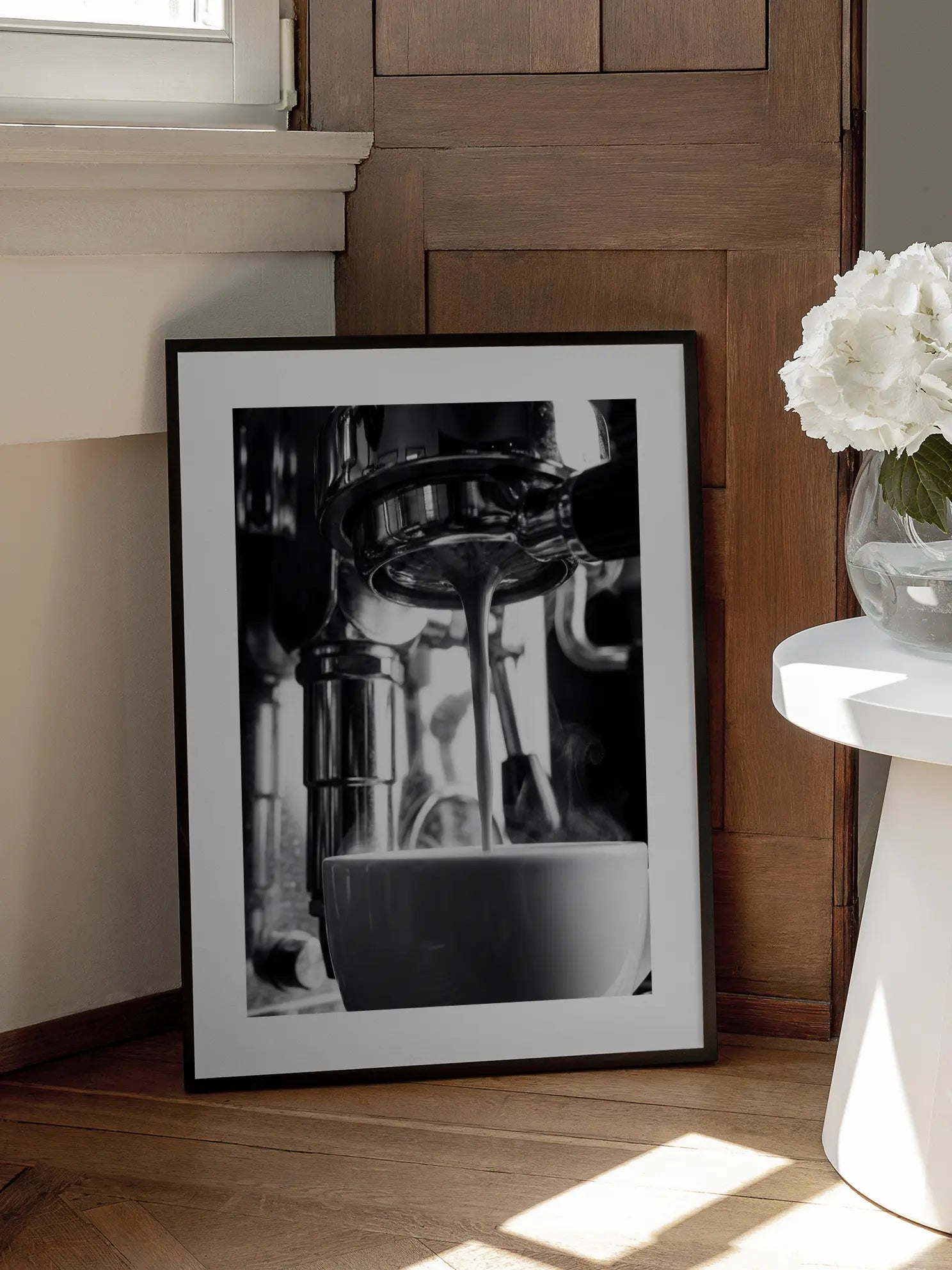 Espresso Steam Schwarzweiß Poster