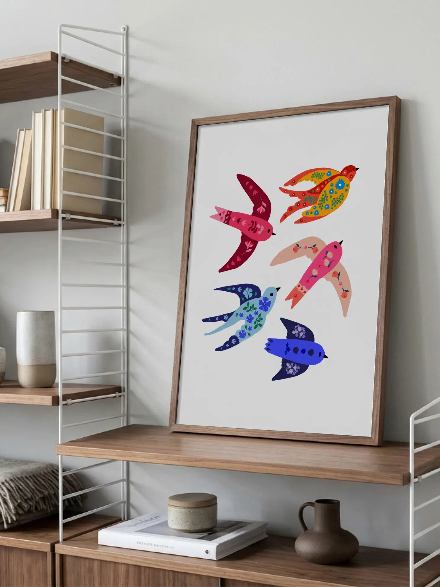 Floral Birds Poster