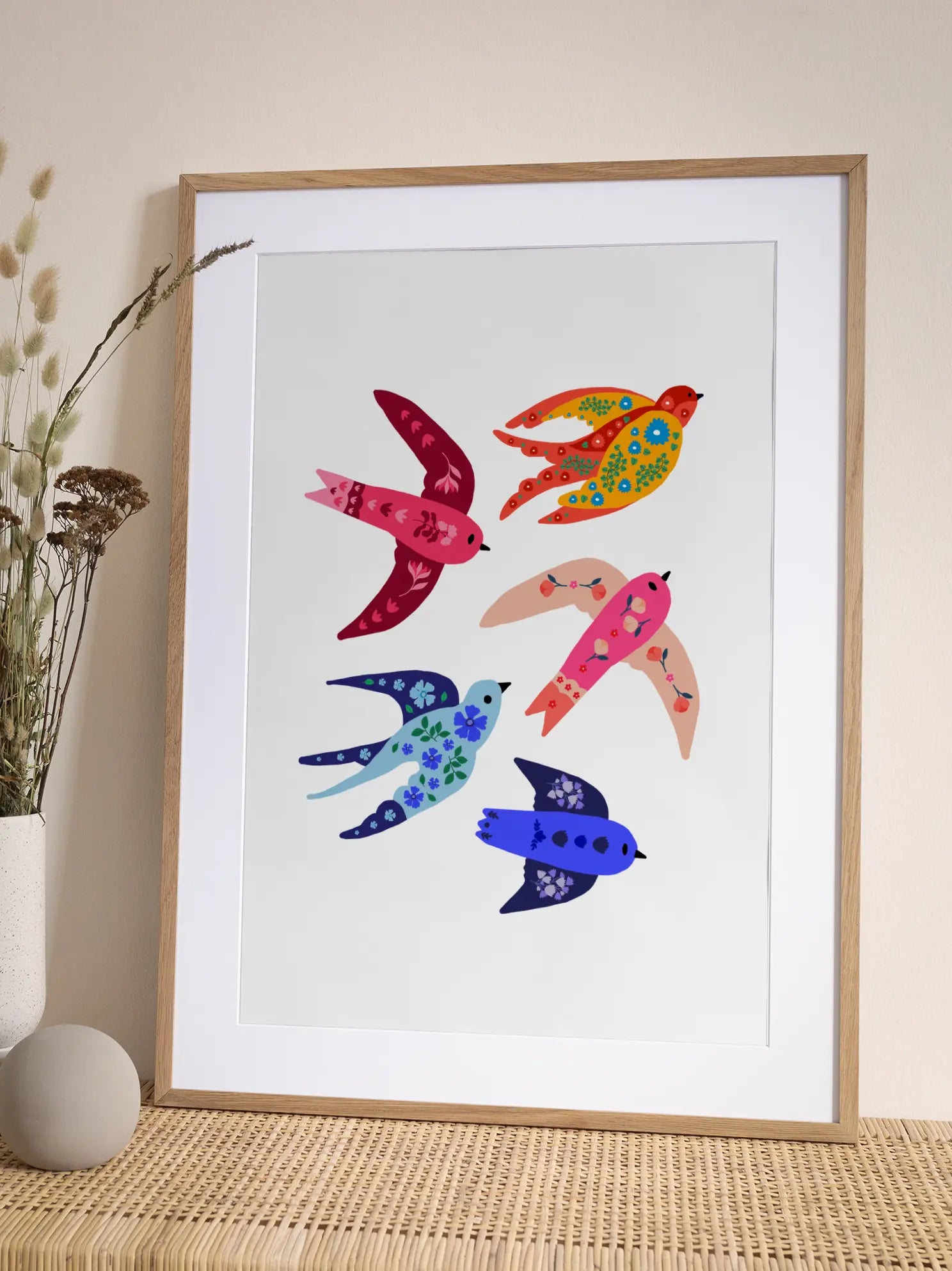 Floral Birds Poster