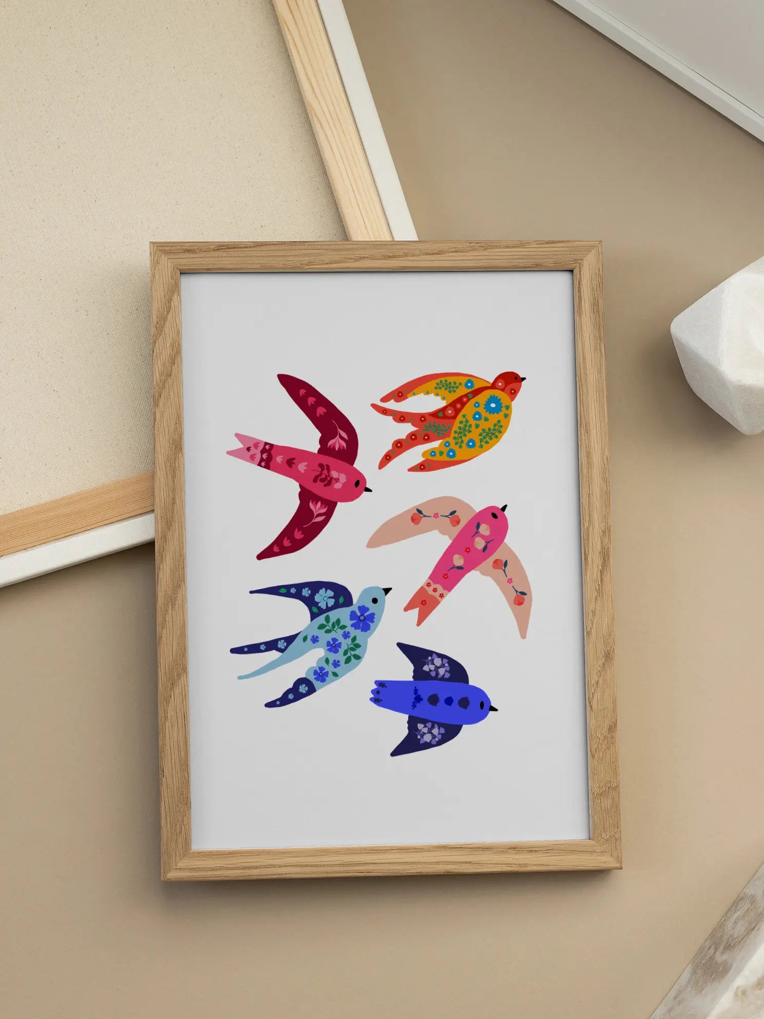 Floral Birds Poster