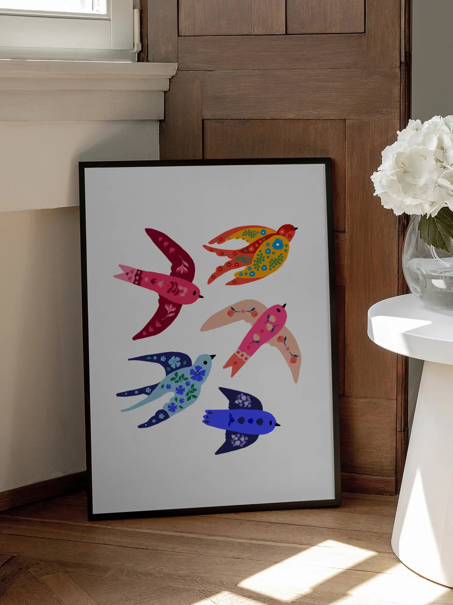 Floral Birds Poster