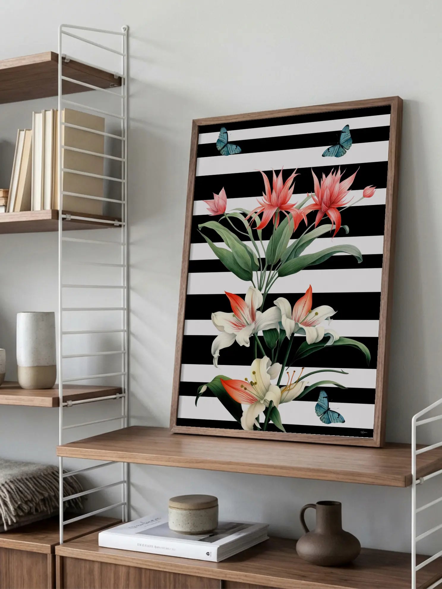 Floral Stripes No1 Poster