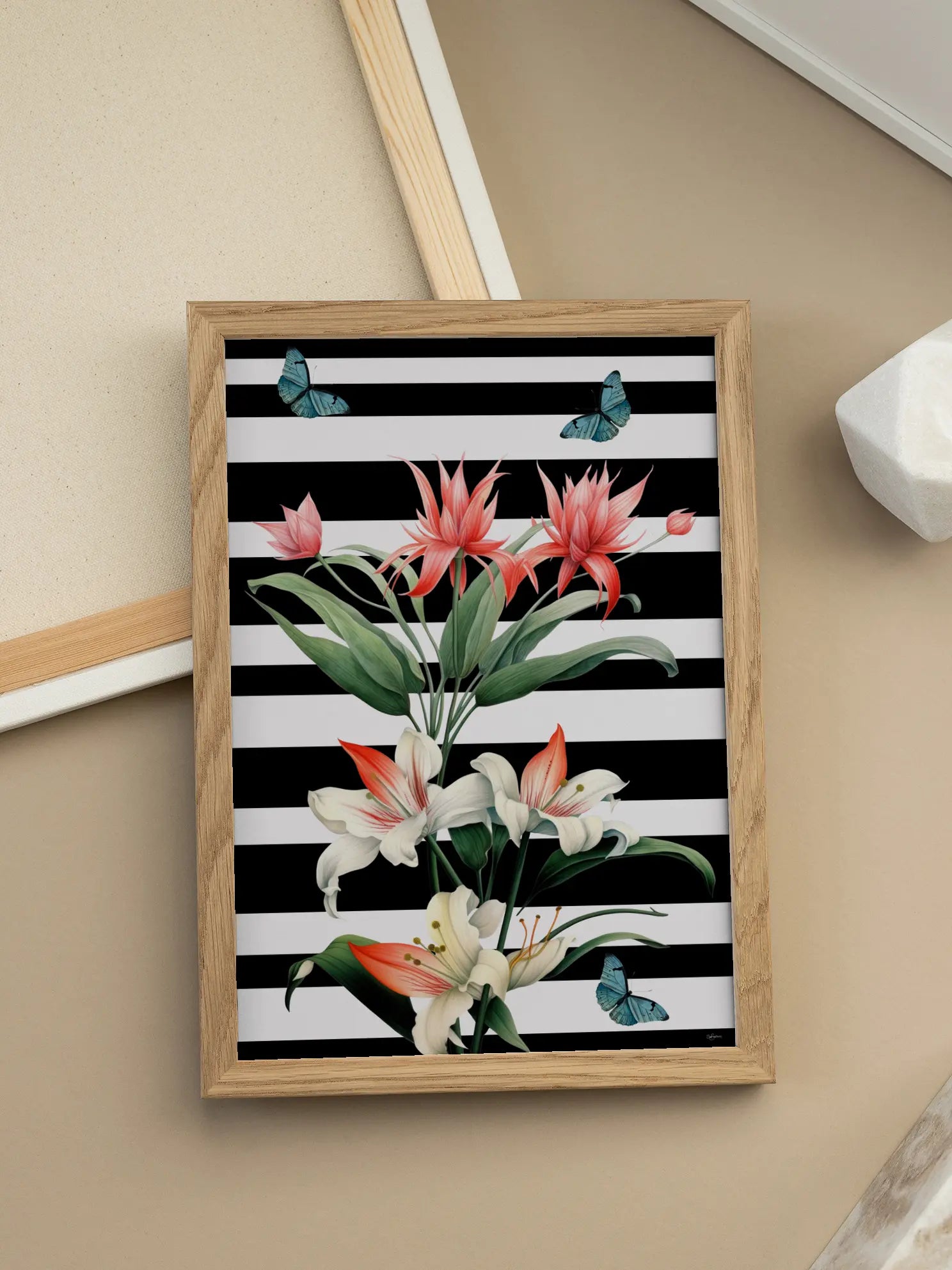 Floral Stripes No1 Poster