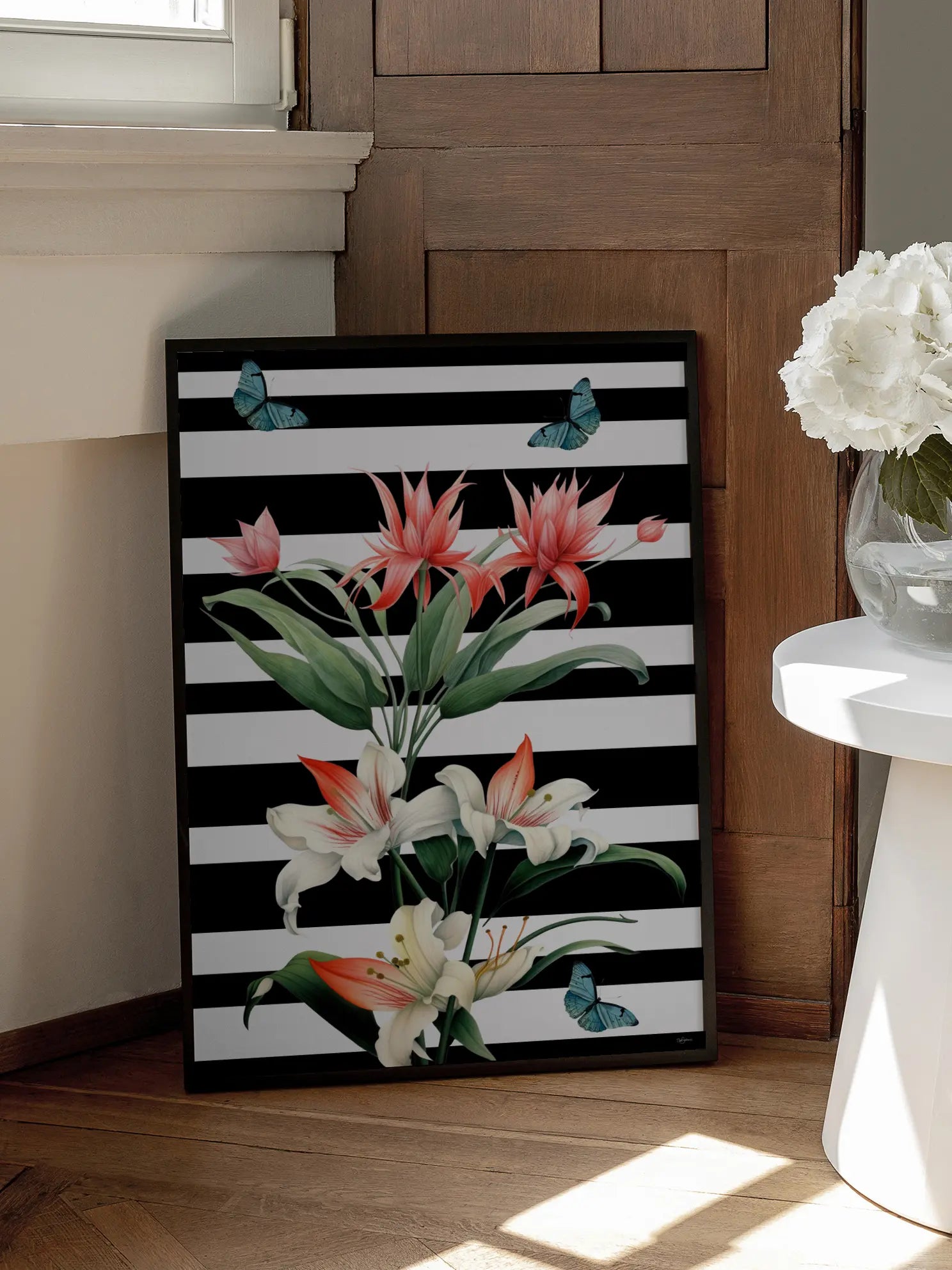 Floral Stripes No1 Poster