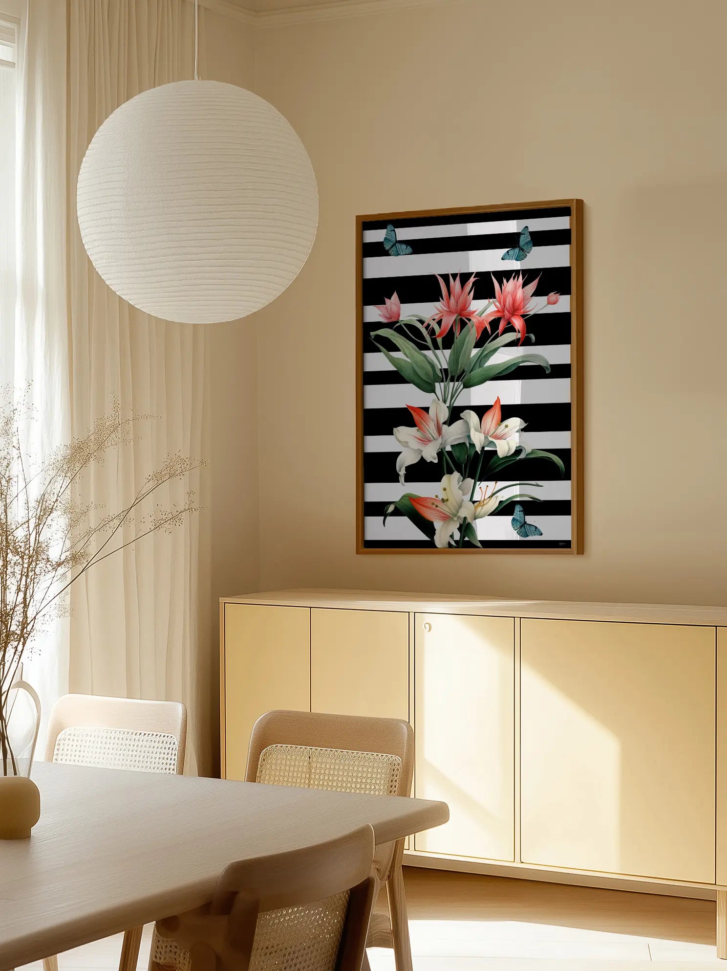 Floral Stripes No1 Poster