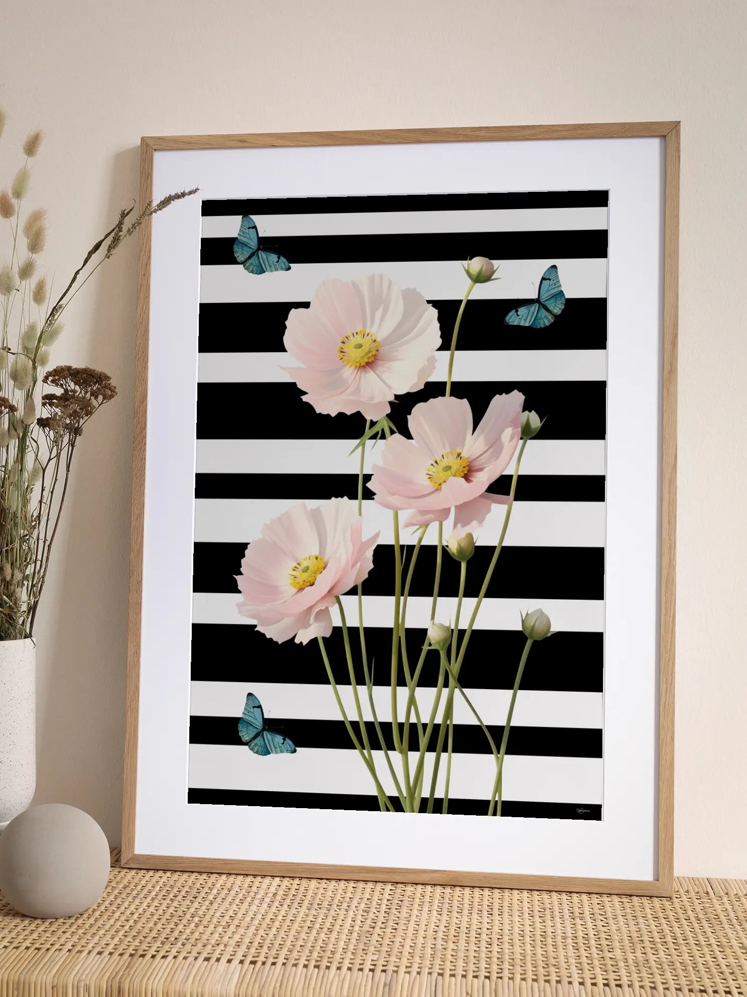 Floral Stripes No2 Poster