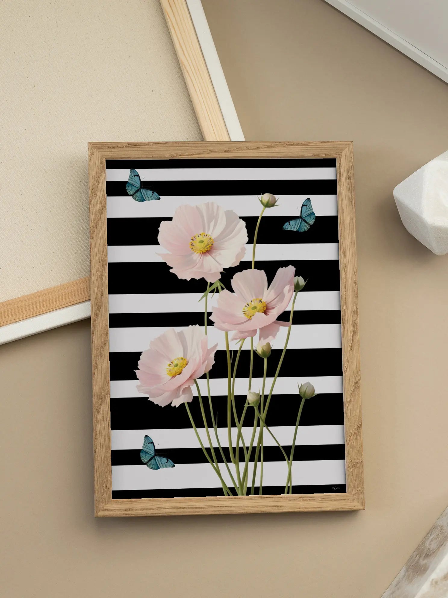 Floral Stripes No2 Poster