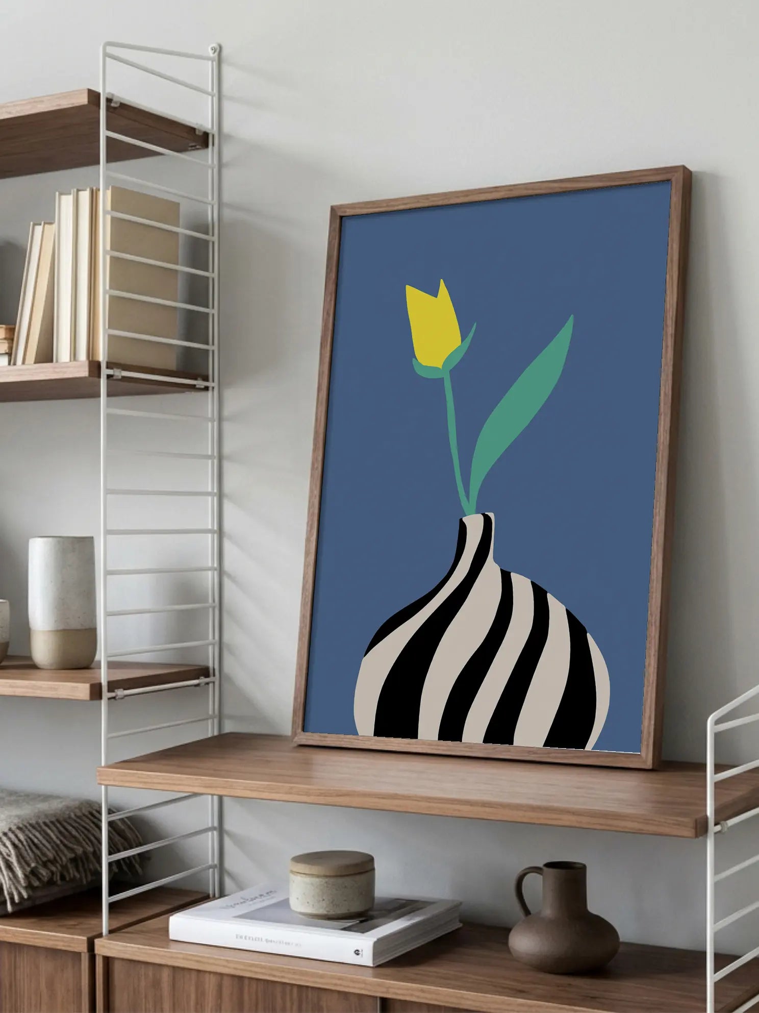 Flower in Striped Vase Poster