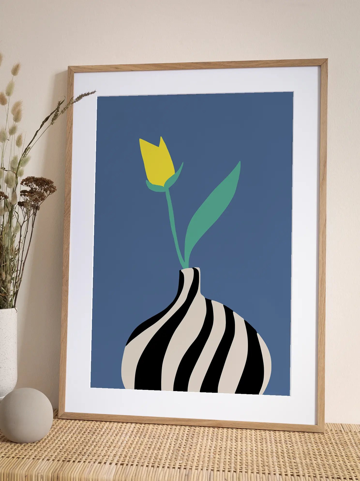 Flower in Striped Vase Poster
