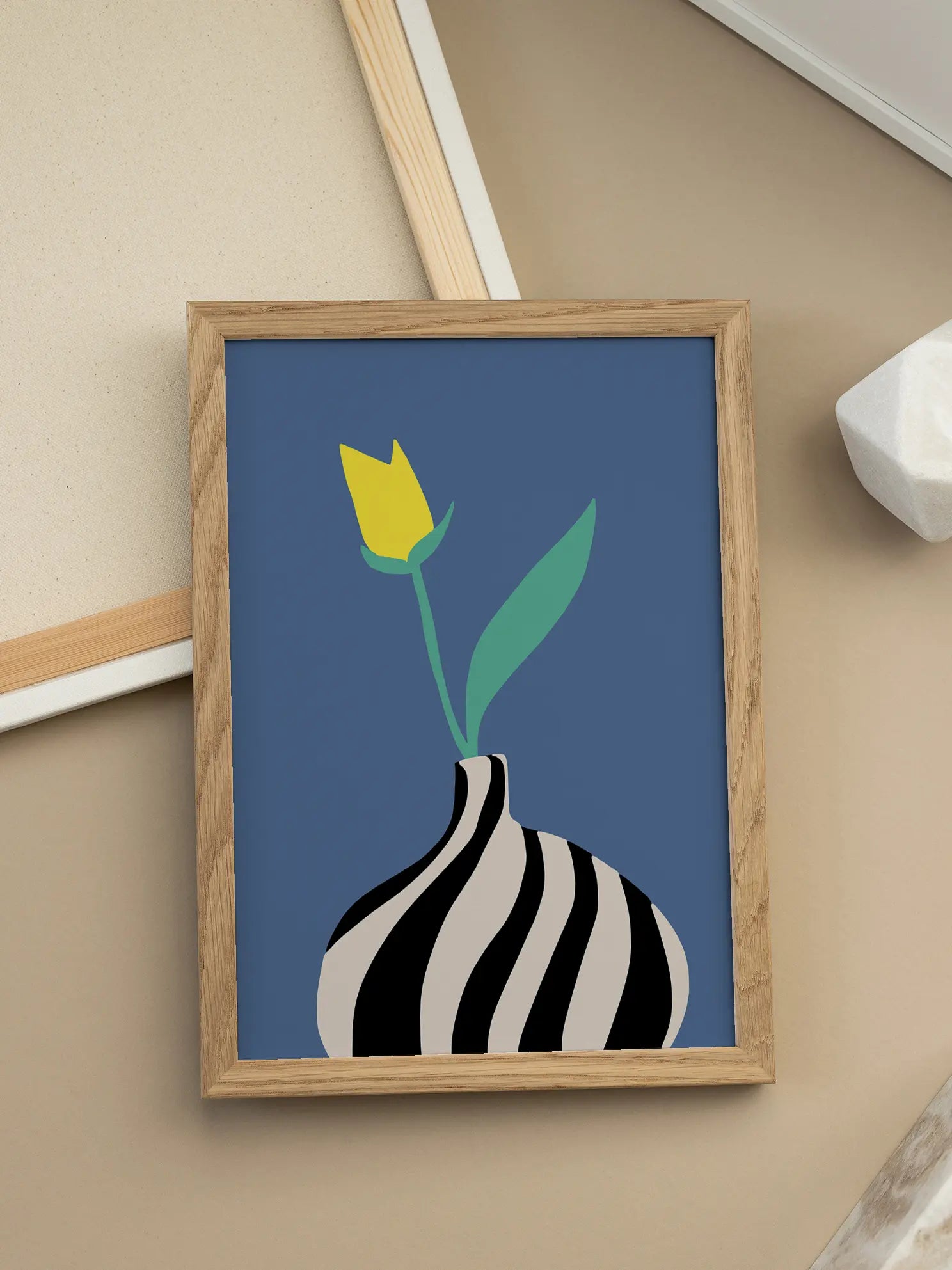 Flower in Striped Vase Poster