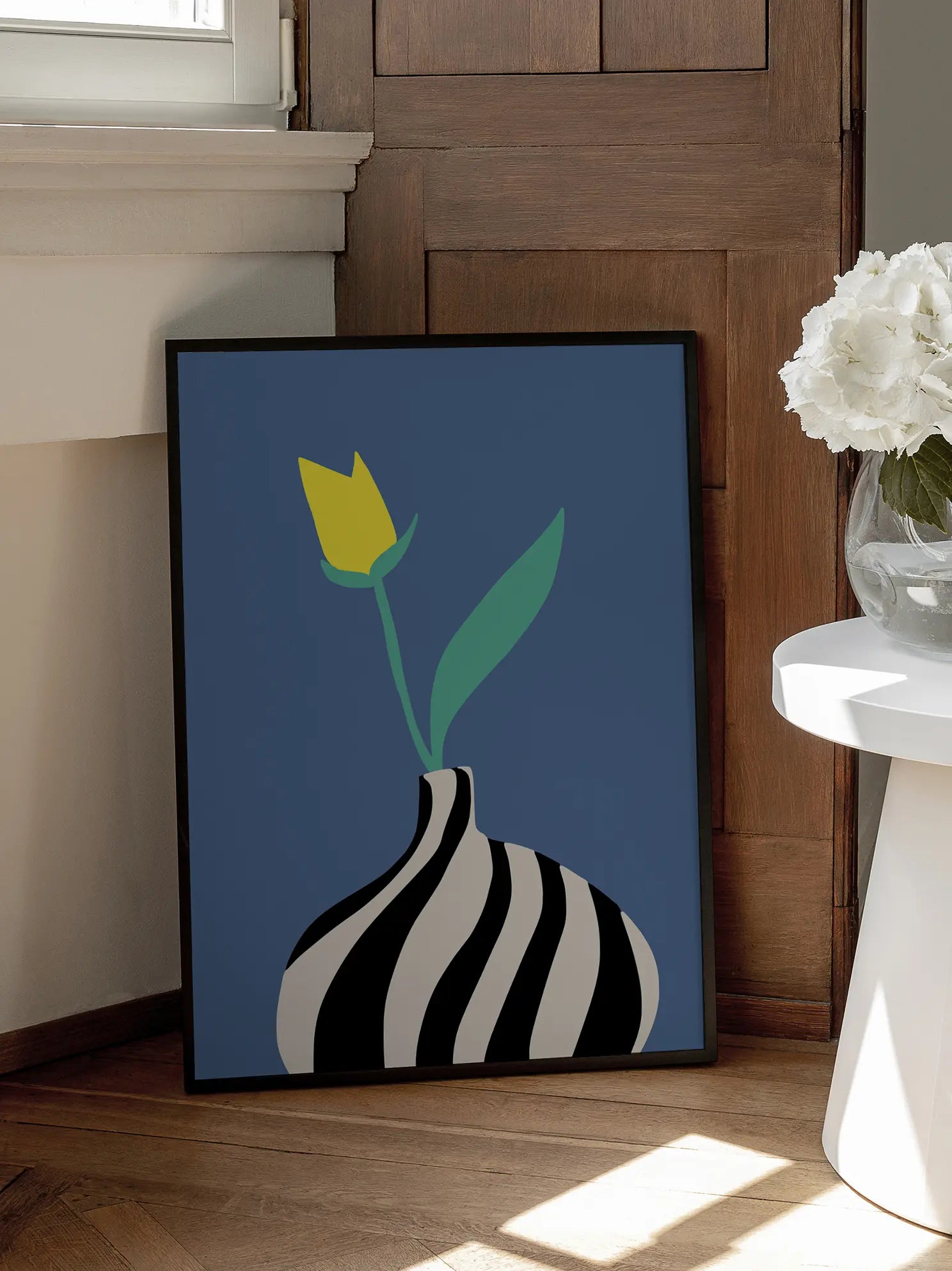 Flower in Striped Vase Poster