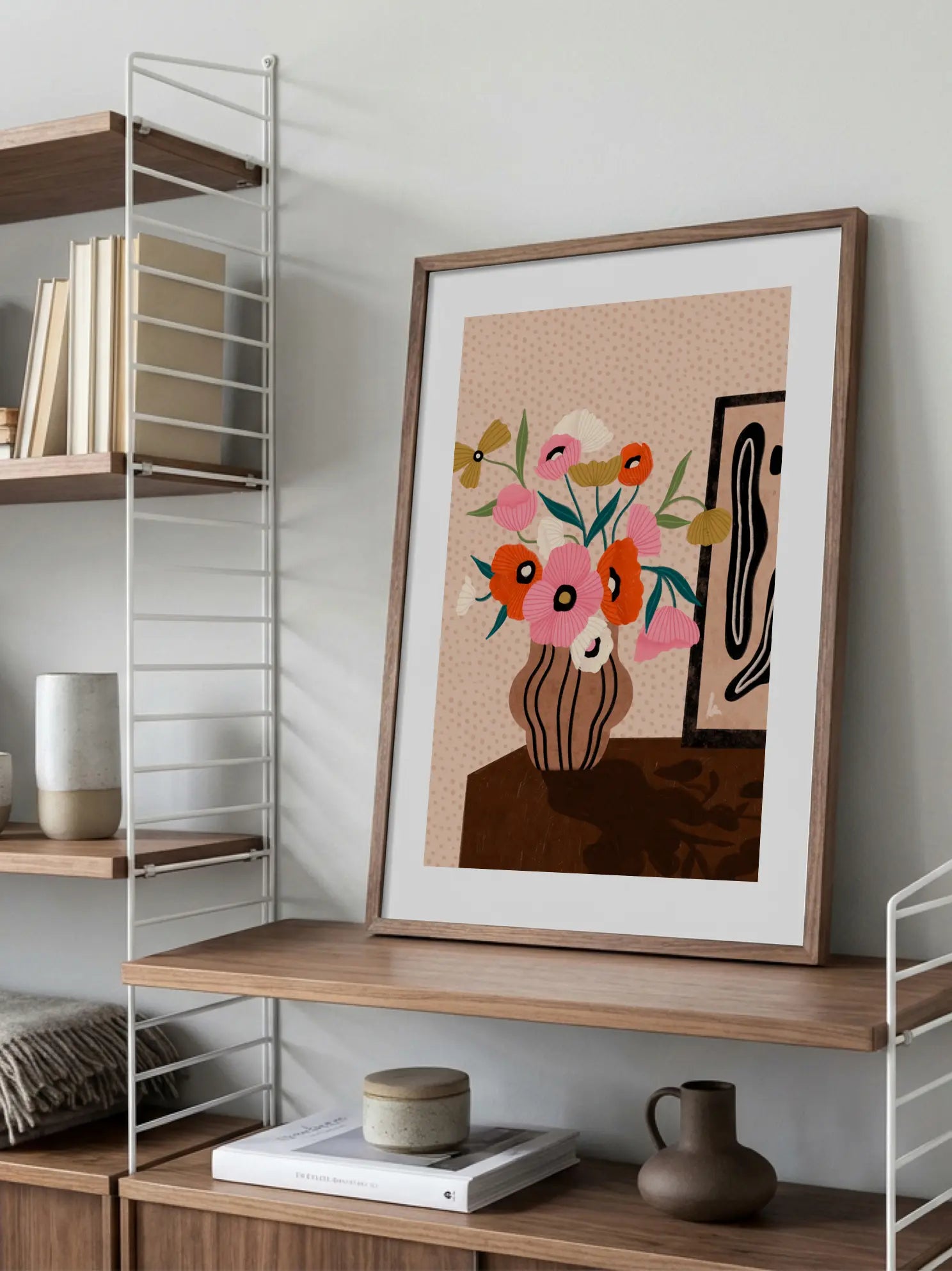 Flowers On Sideboard Poster