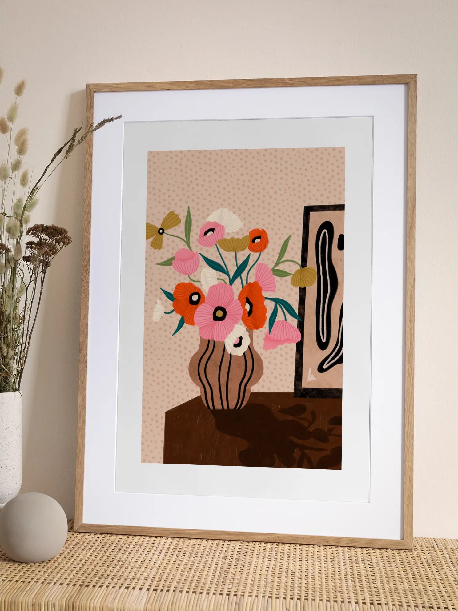 Flowers On Sideboard Poster