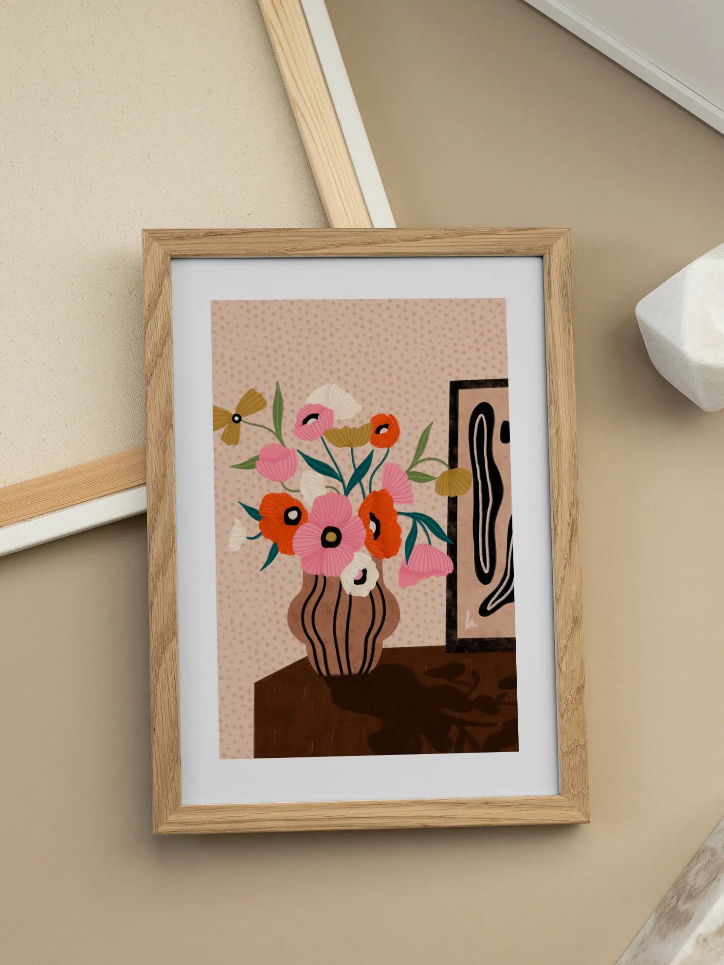 Flowers On Sideboard Poster