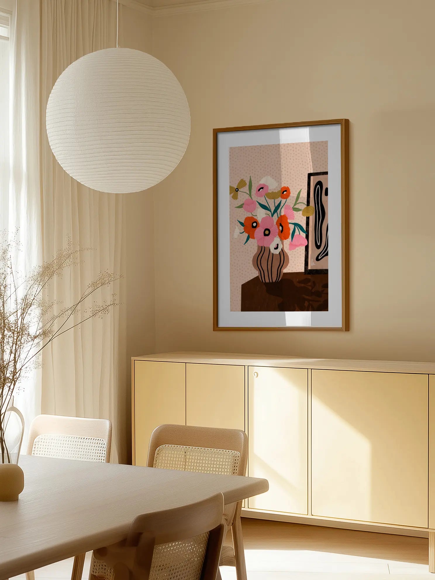 Flowers On Sideboard Poster