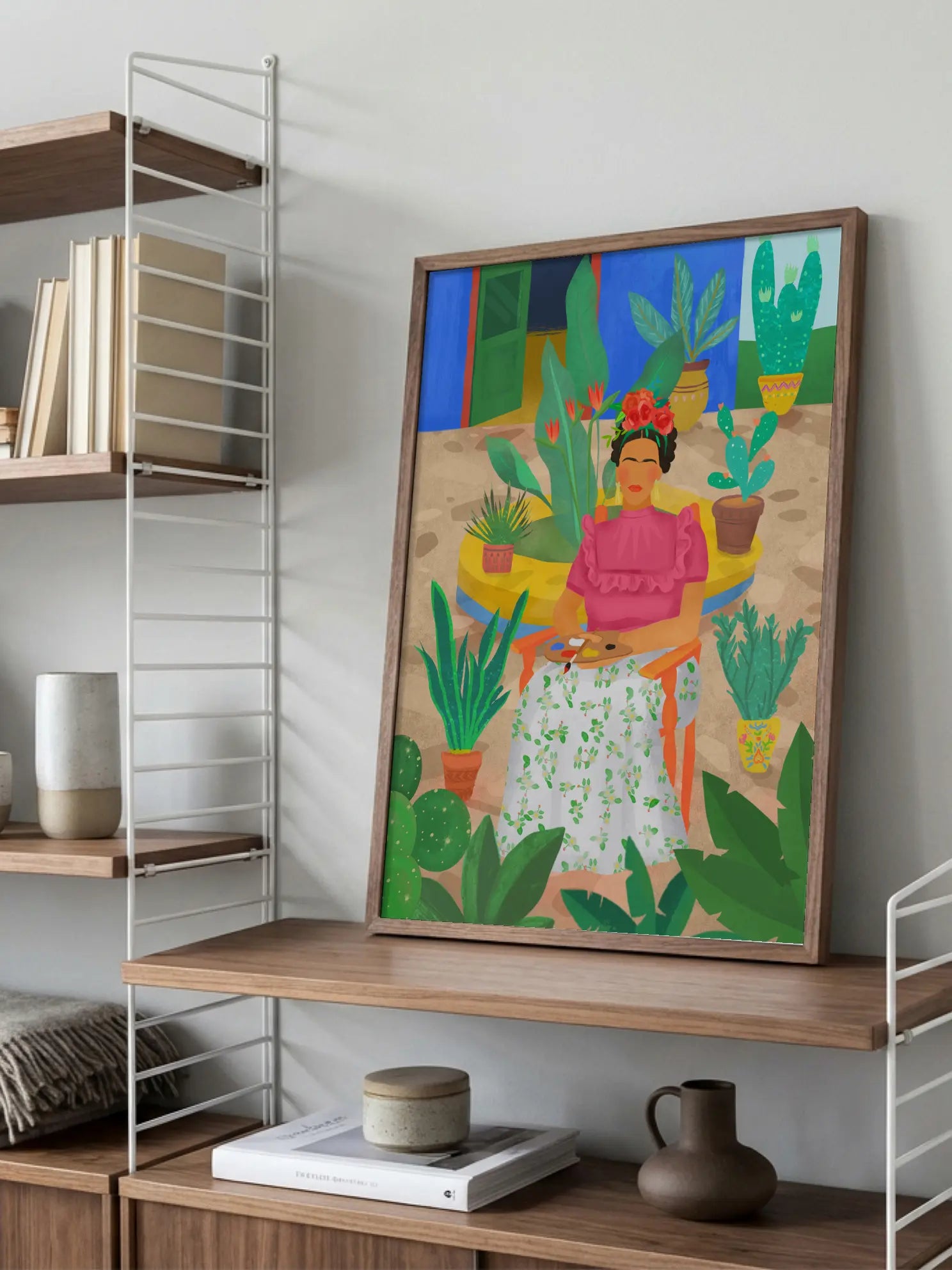 Frida in the Garden Poster