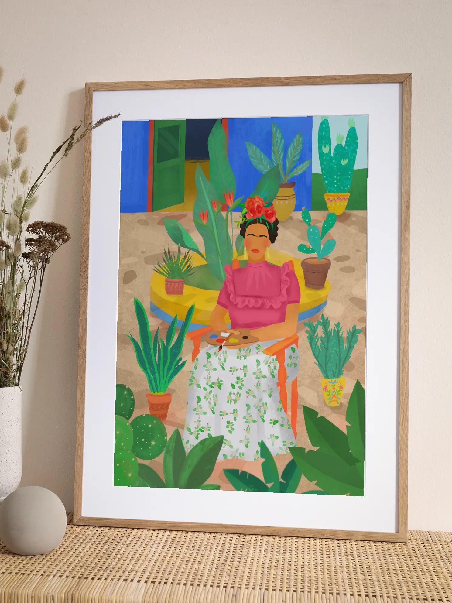 Frida in the Garden Poster