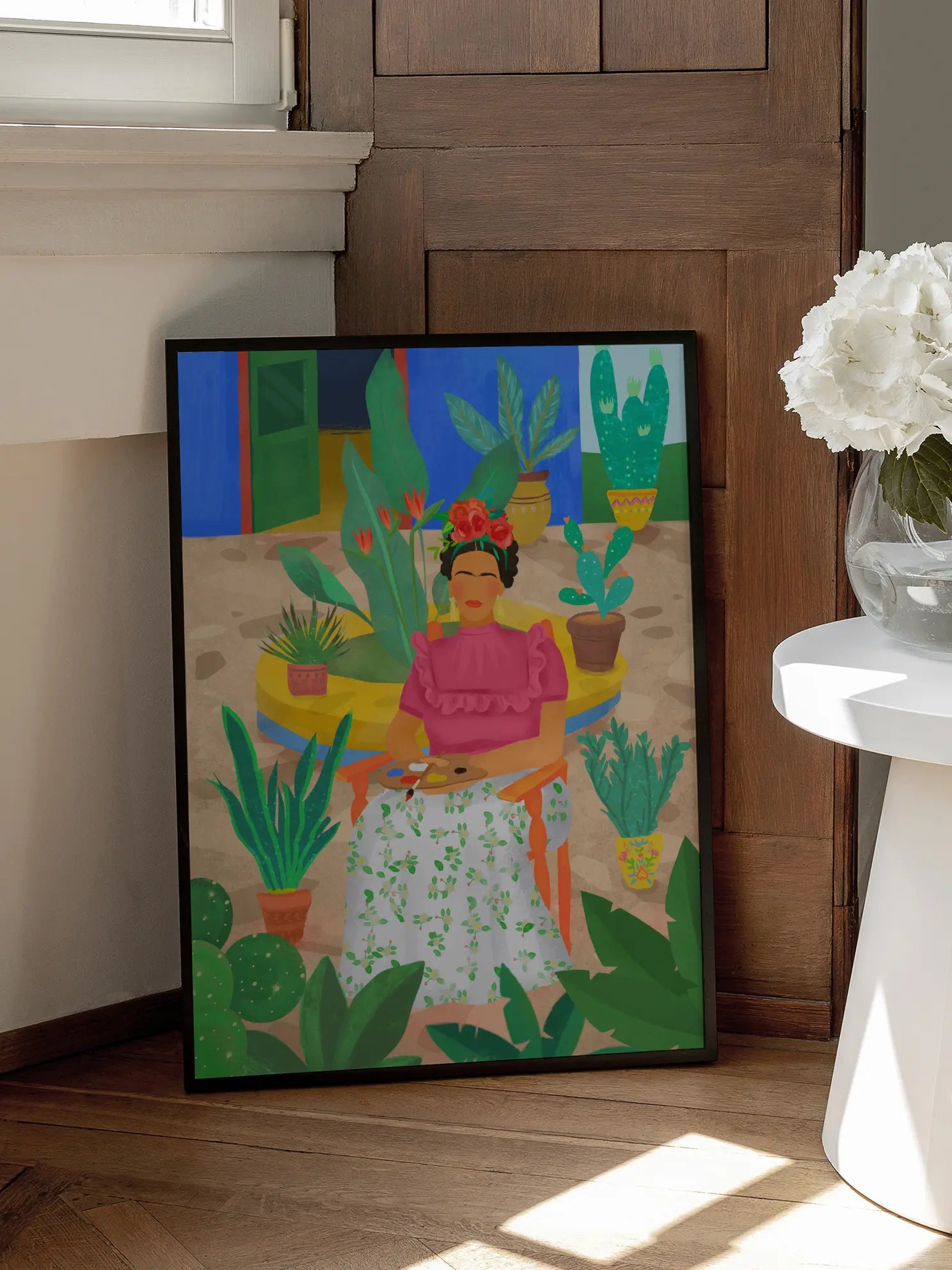 Frida in the Garden Poster