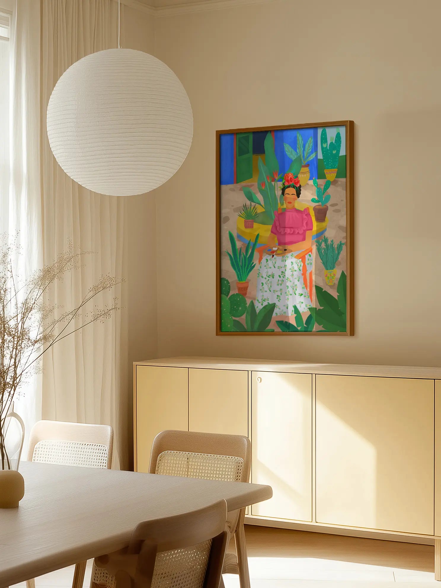 Frida in the Garden Poster